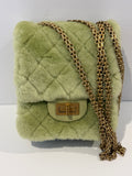 Chanel 2.55 Shearling and Leather North/South Reissue Flap Chain Shoulder Crossbody in Vert Green