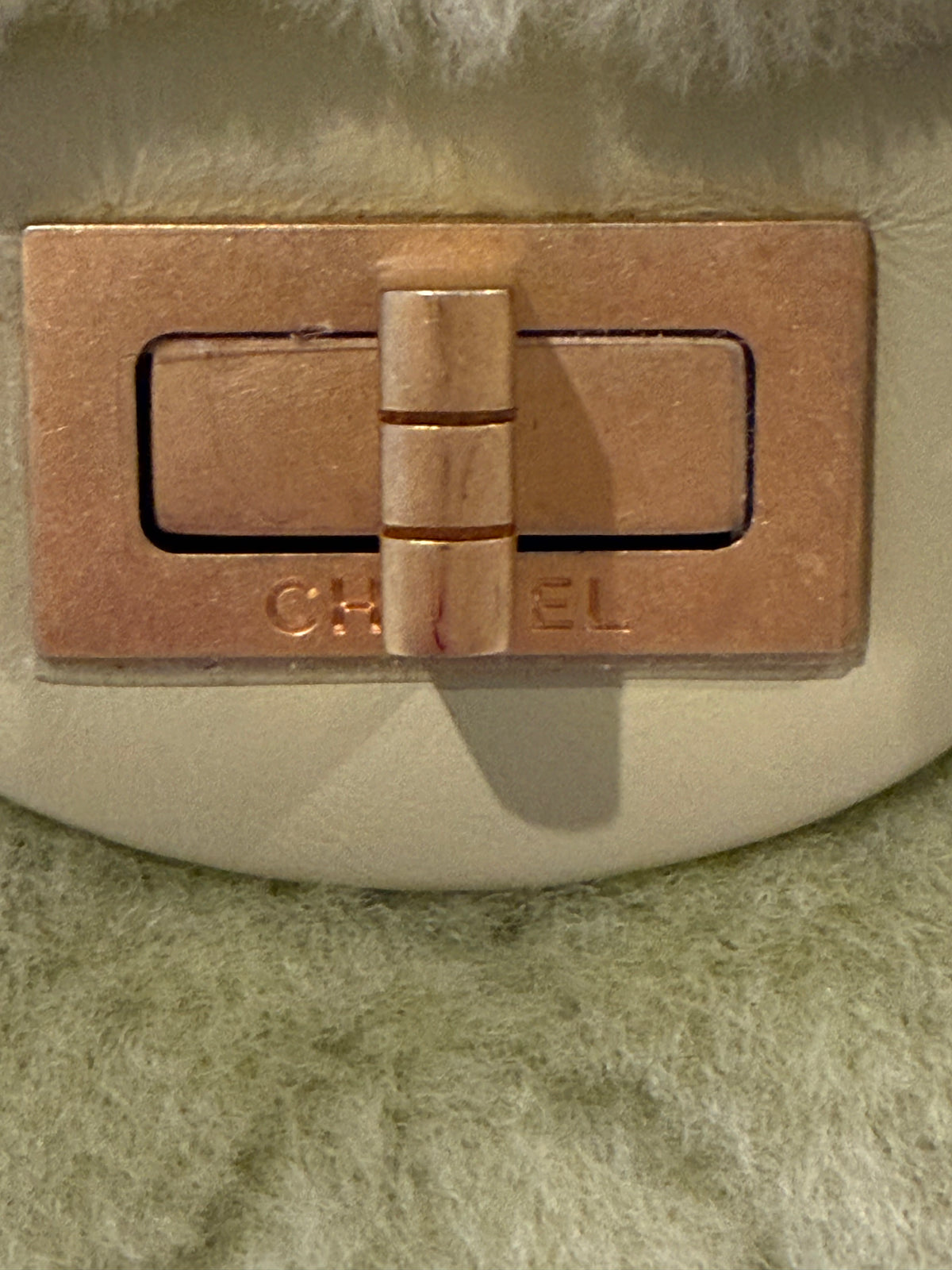 Chanel 2.55 Shearling and Leather North/South Reissue Flap Chain Shoulder Crossbody in Vert Green