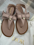 Christian Dior Adorable Thong Sandals — Beige Fringed Grosgrain, Size 36