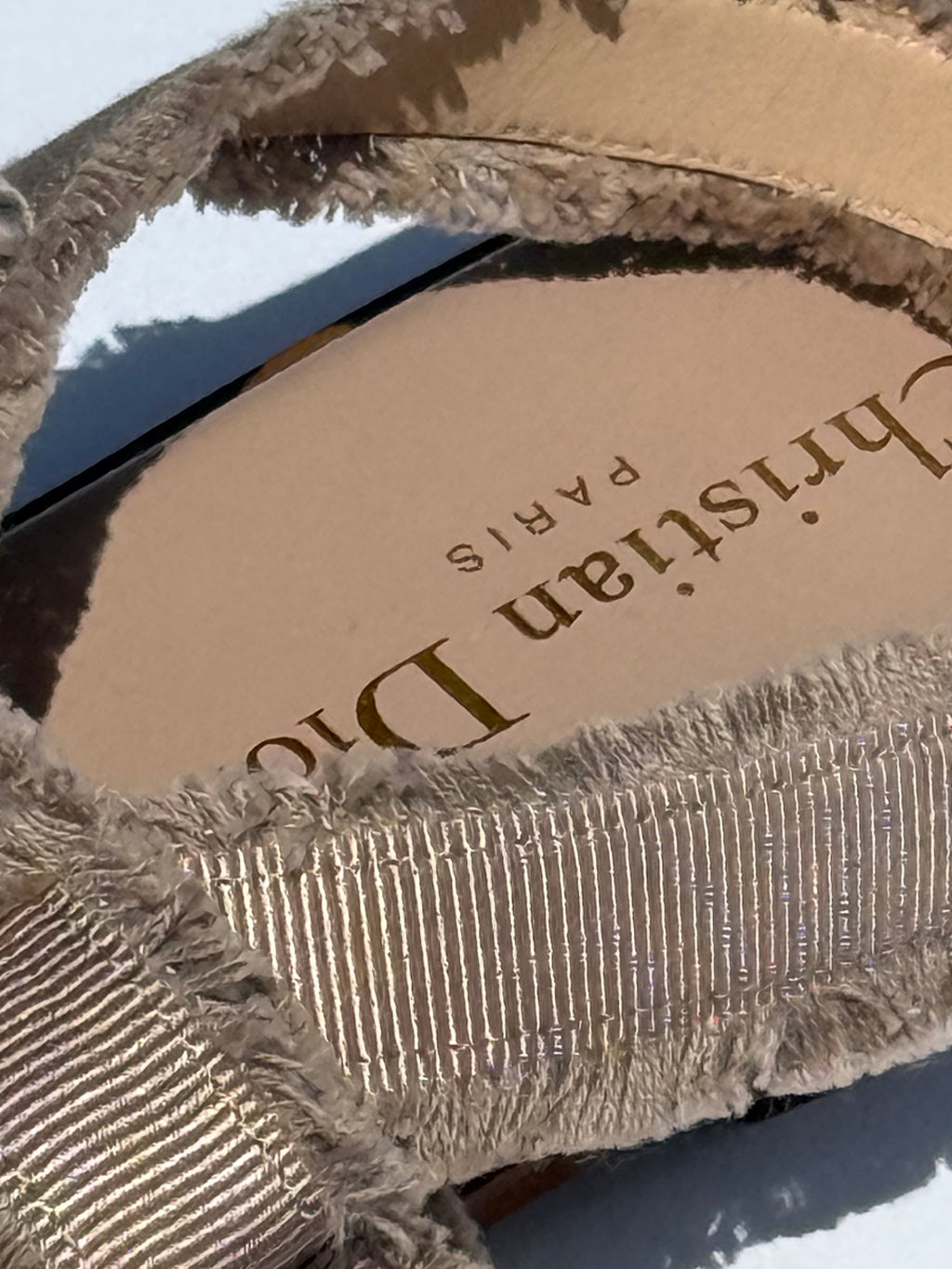 Christian Dior Adorable Thong Sandals — Beige Fringed Grosgrain, Size 36