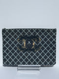 Chanel Quilted Denim Large O-Case Clutch — Dark Blue with CC Fringe
