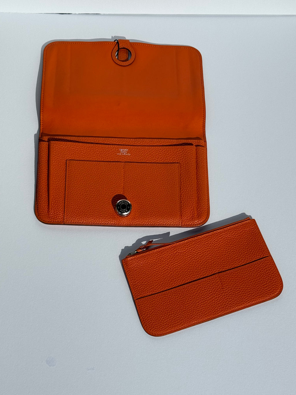 Hermès Dogon Duo Wallet GM — Orange Togo, Palladium Hardware