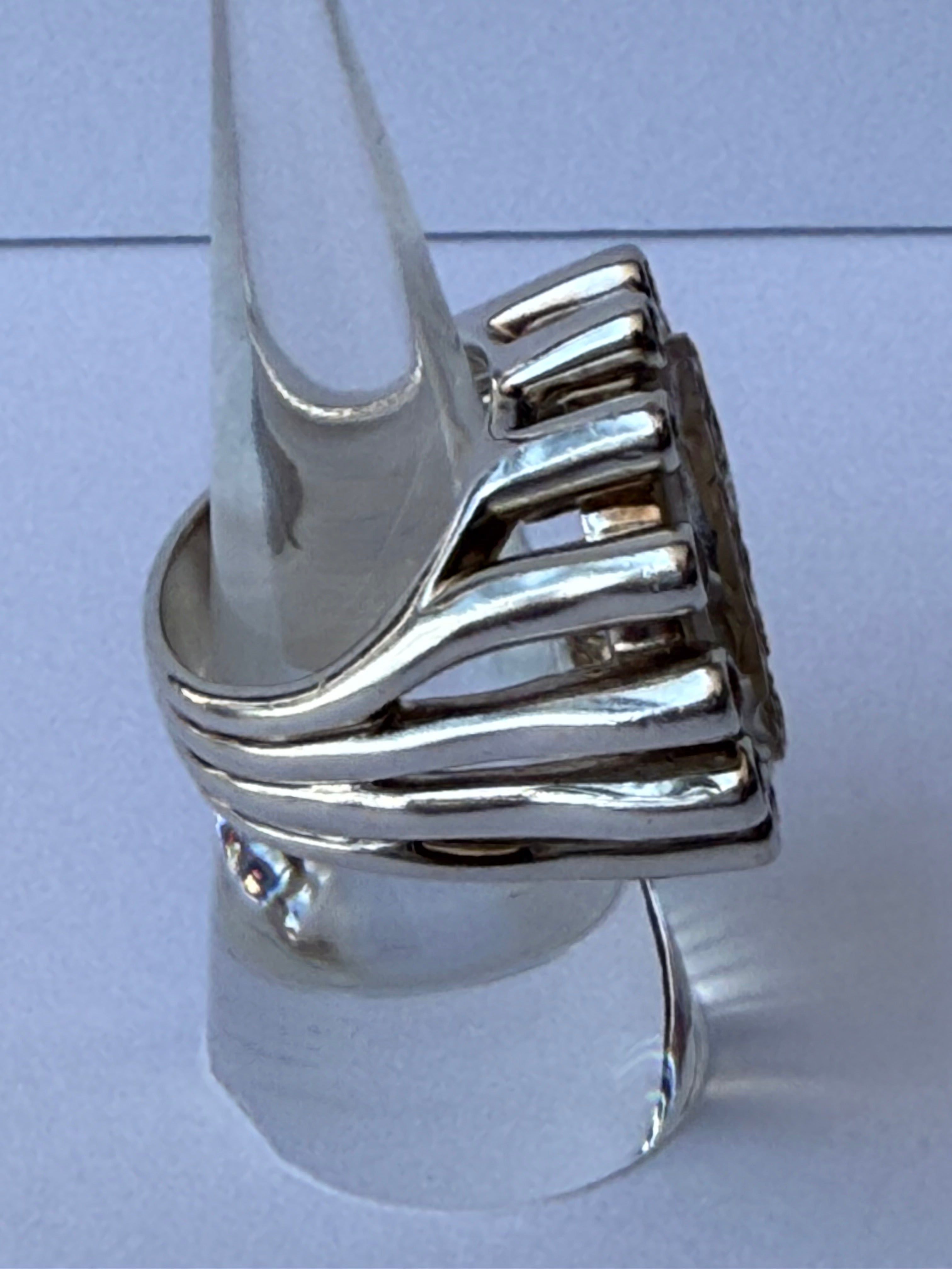 Stephen Dweck Sterling Silver & Carved Citron Cocktail Ring