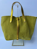 Tiffany & Co. Reversible Tote — Green Suede & Gold Metallic Leather