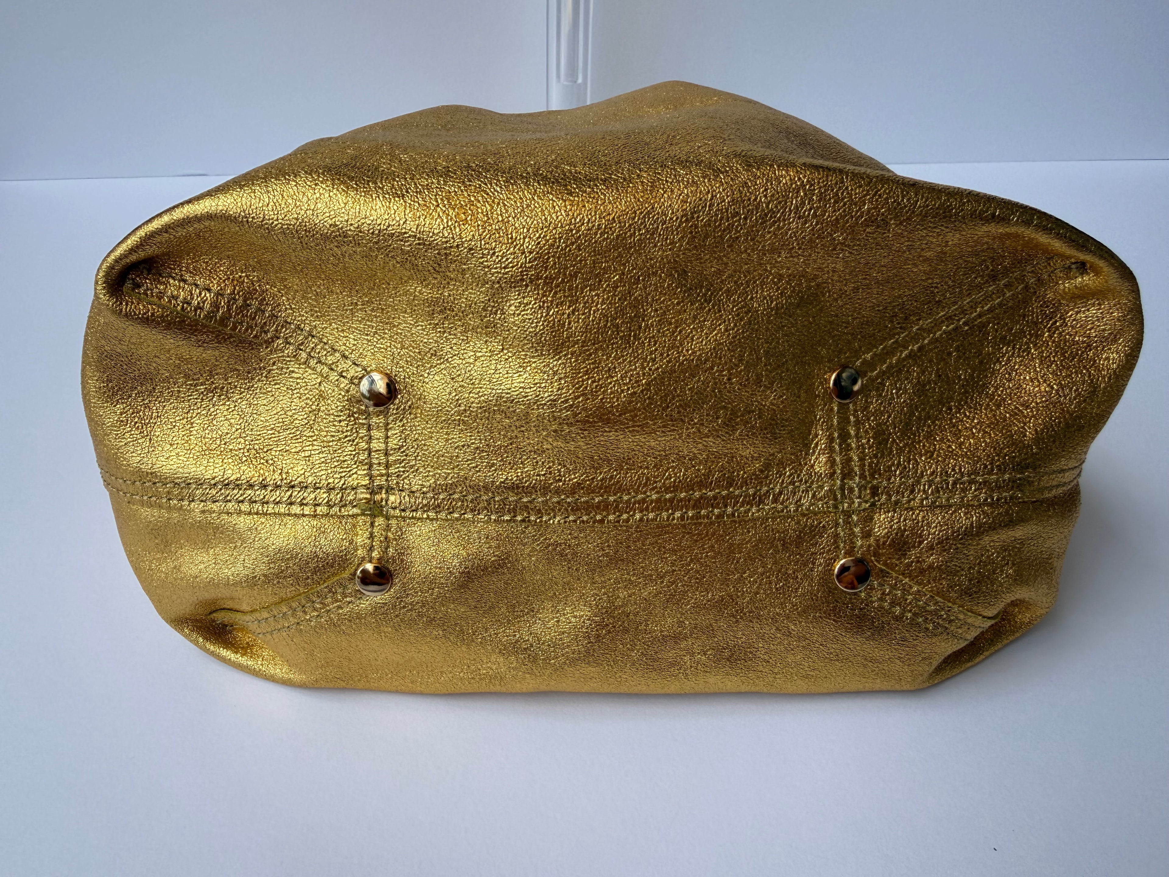 Tiffany & Co. Reversible Tote — Green Suede & Gold Metallic Leather