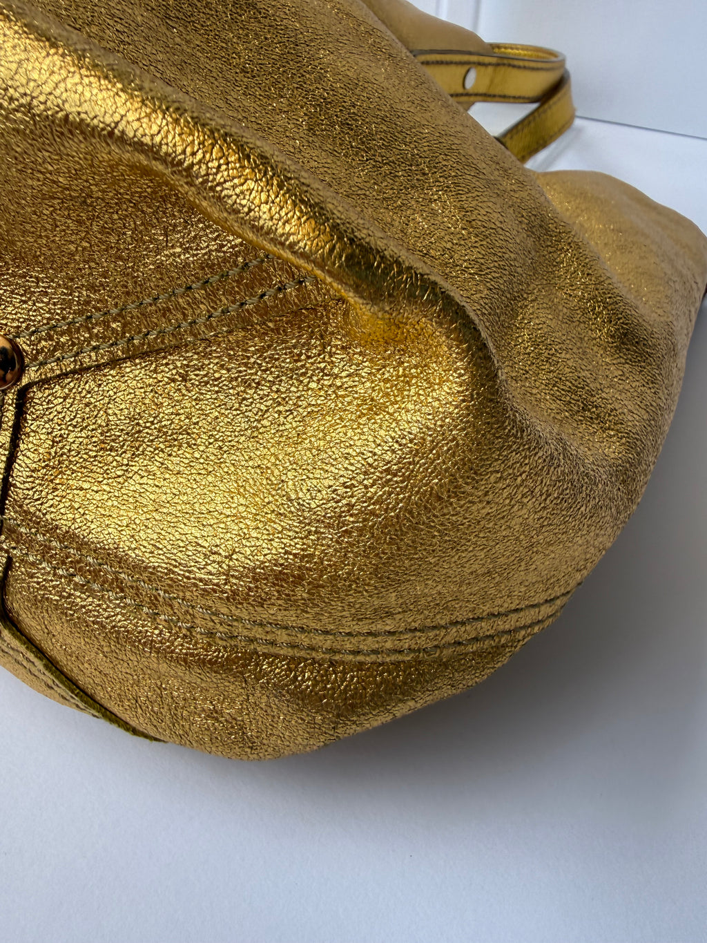 Tiffany & Co. Reversible Tote — Green Suede & Gold Metallic Leather