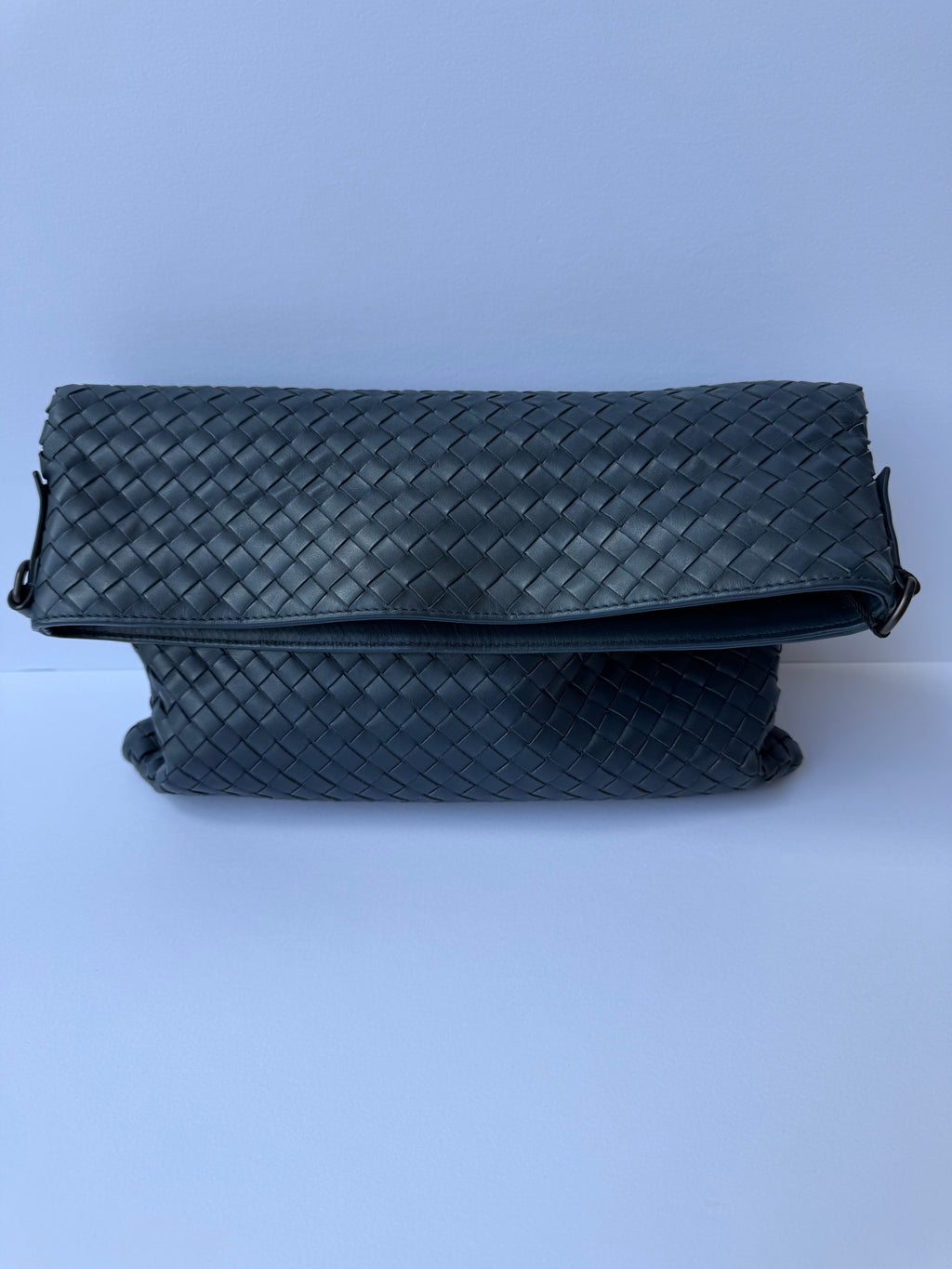 Bottega Veneta Intrecciato Crossbody Messenger Bag — Steel Blue