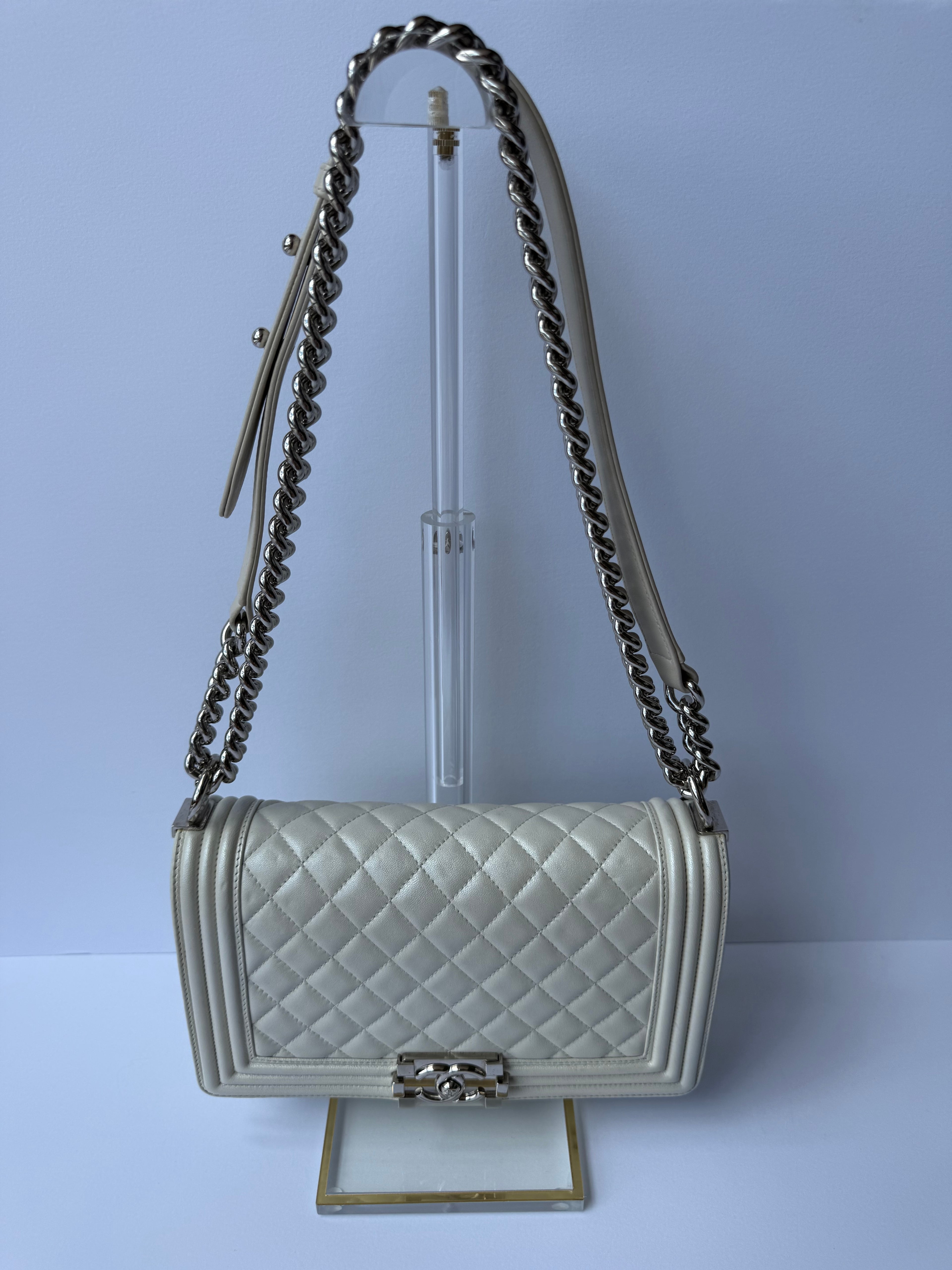 Chanel Boy Bag Medium — White Pearlescent