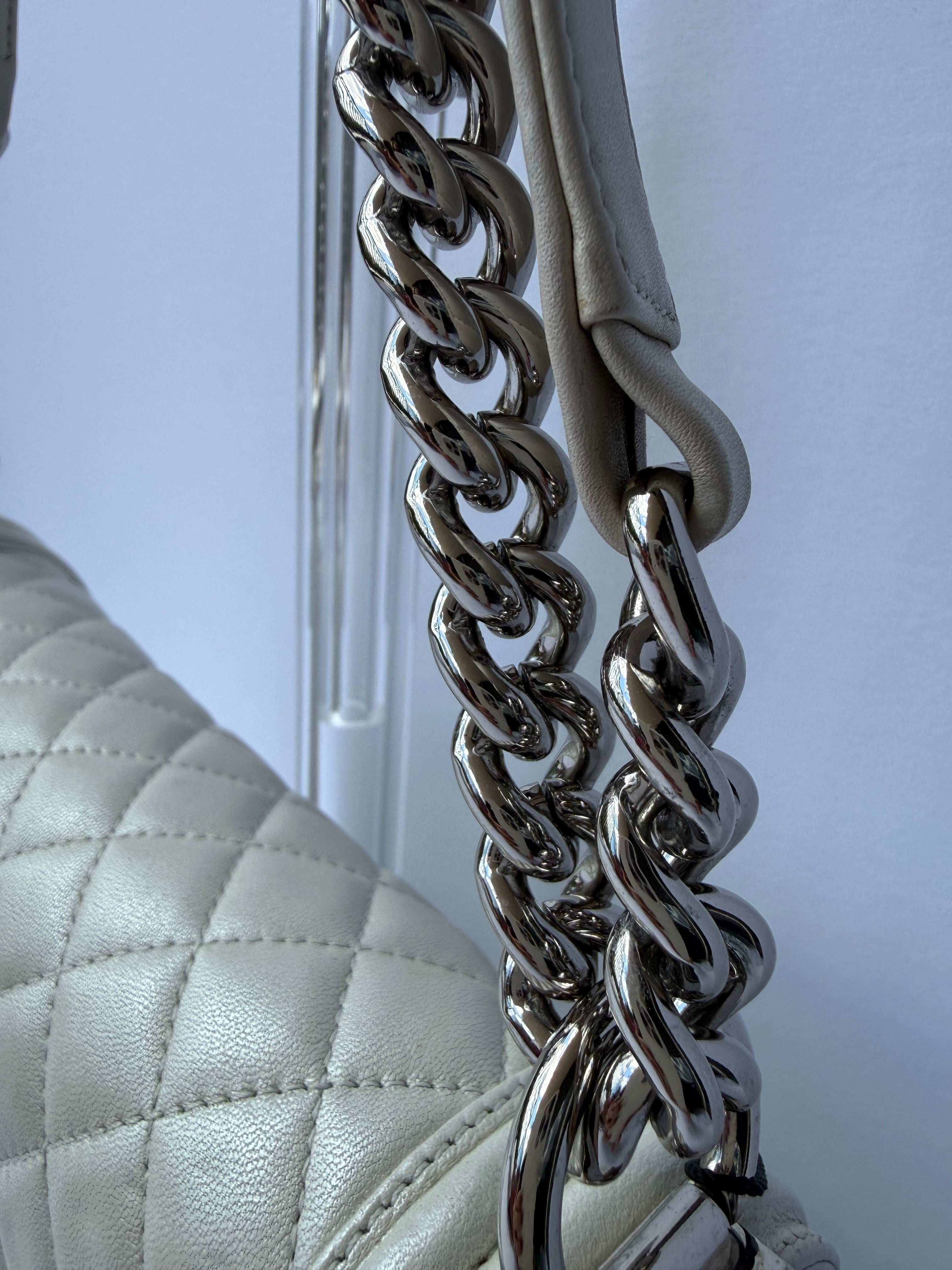 Chanel Boy Bag Medium — White Pearlescent