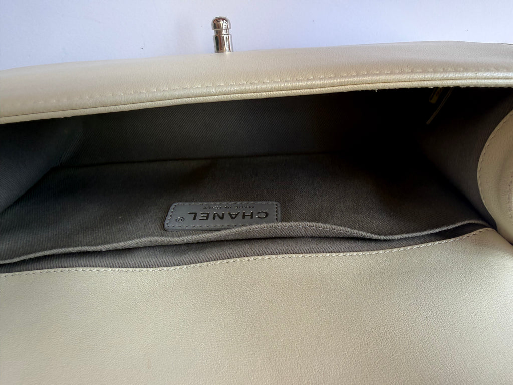 Chanel Boy Bag Medium — White Pearlescent