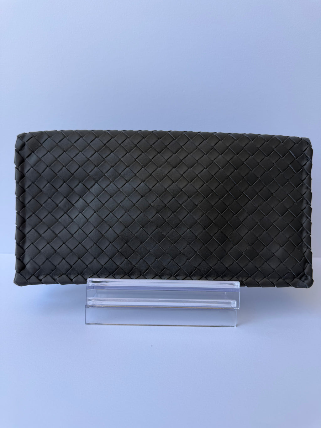 Bottega Veneta Turn Lock Clutch in Olive/Grey