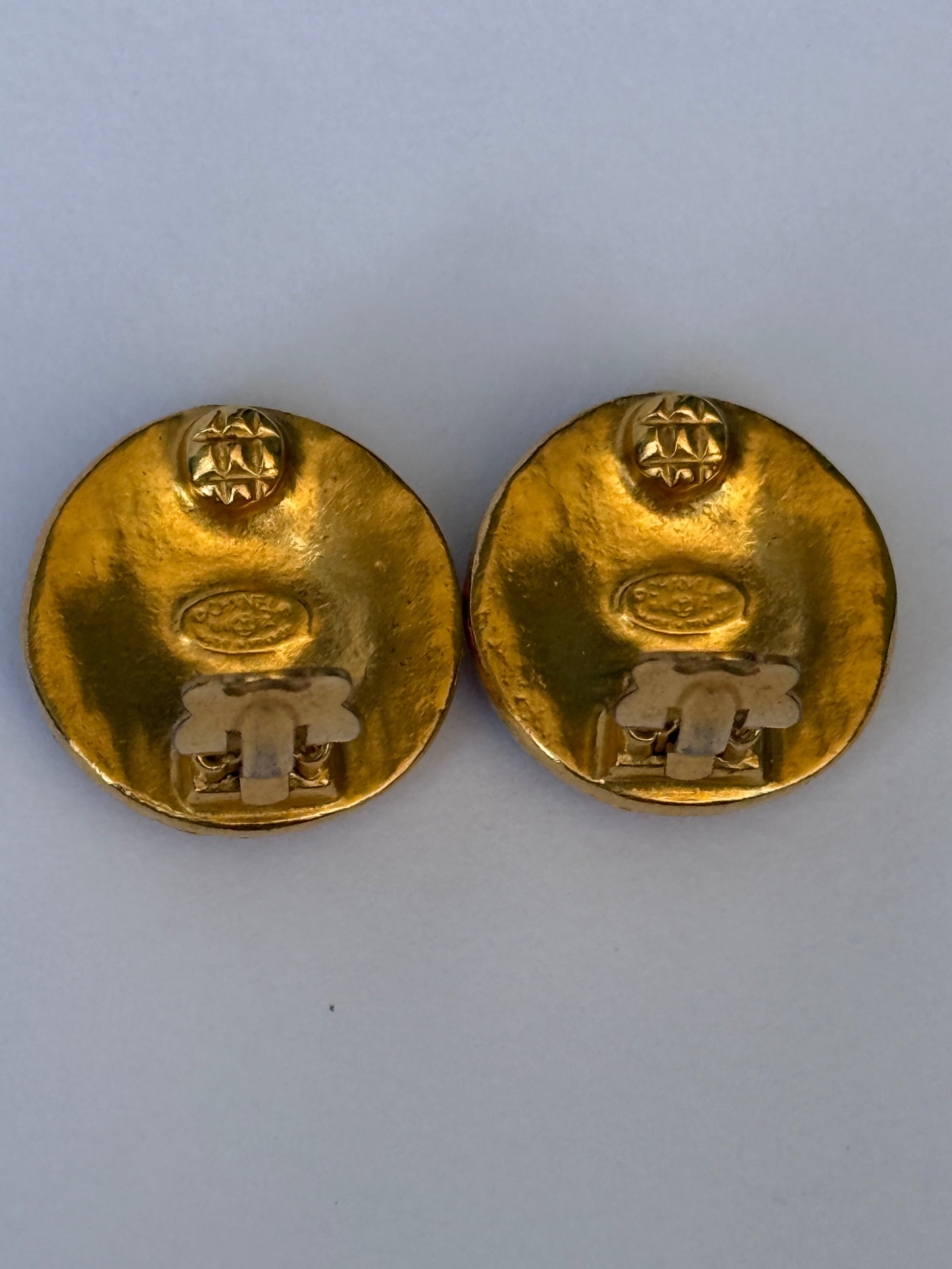 Chanel 1994 Coco Mark Clip-On Earrings 24K GP