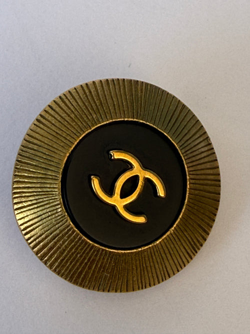 Vintage Chanel Black Enamel CC Clip-On Earrings