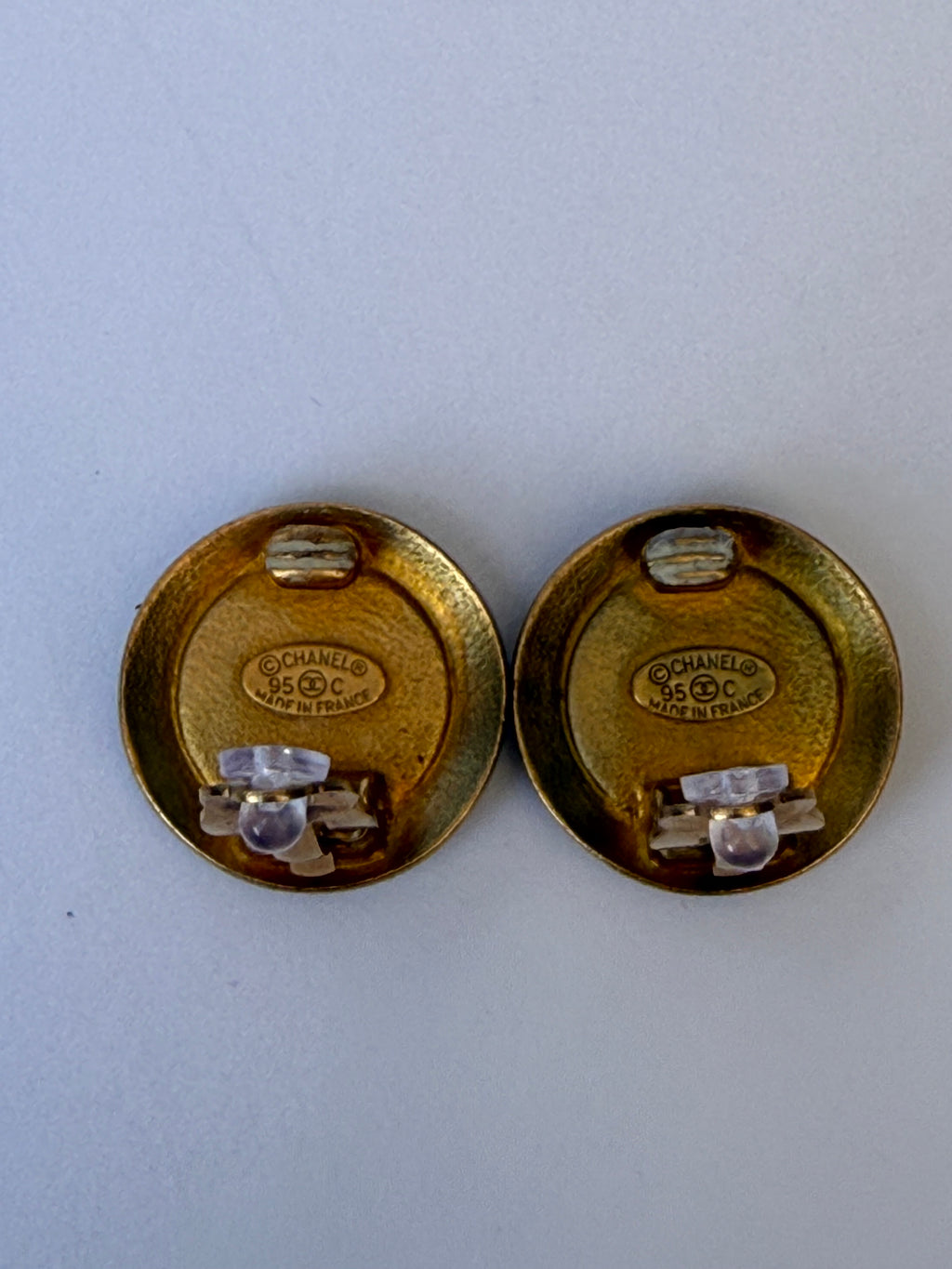 Vintage Chanel Black Enamel CC Clip-On Earrings
