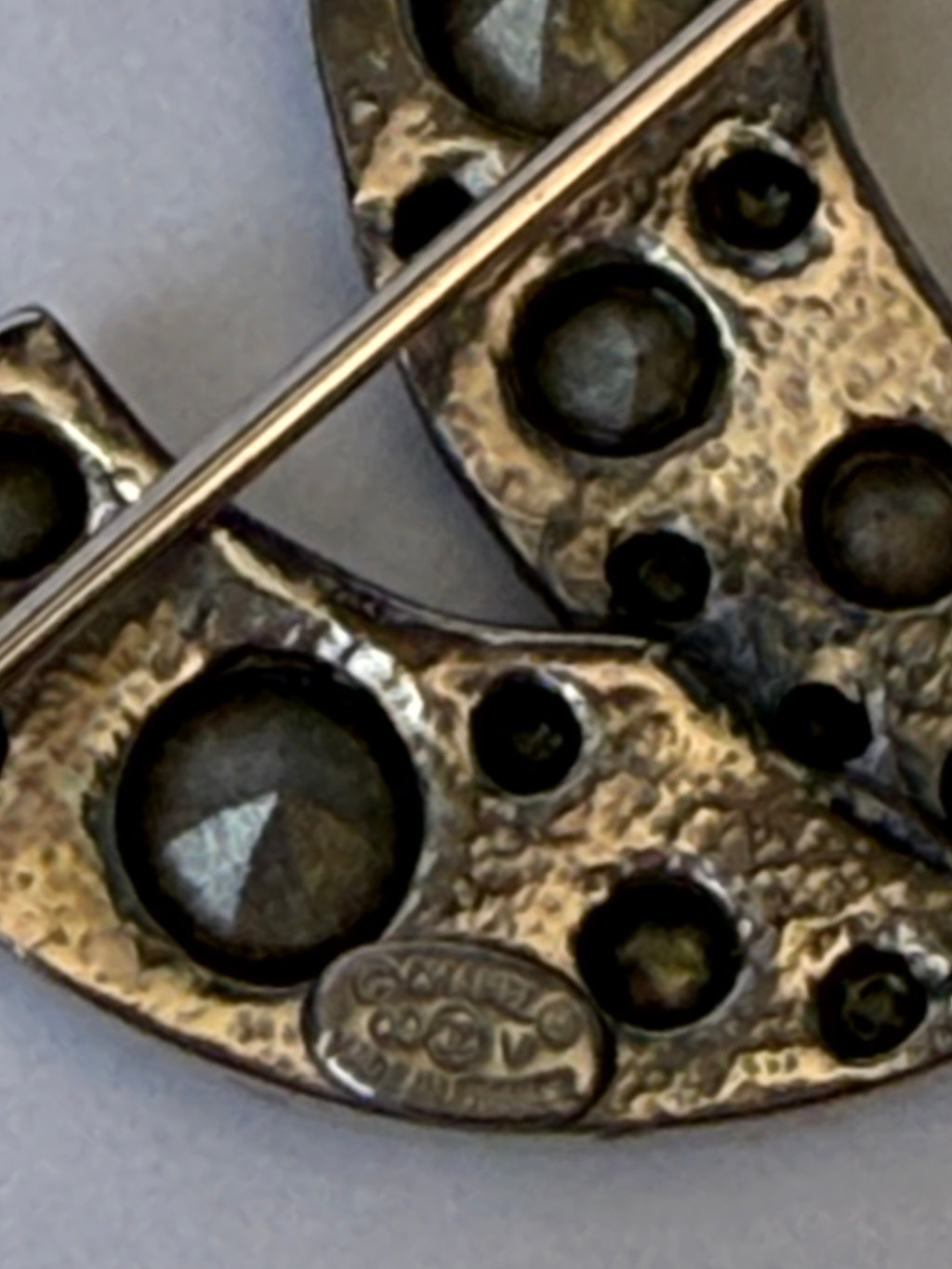 Chanel CC Crystal Embellishment Silver Tone Brooch