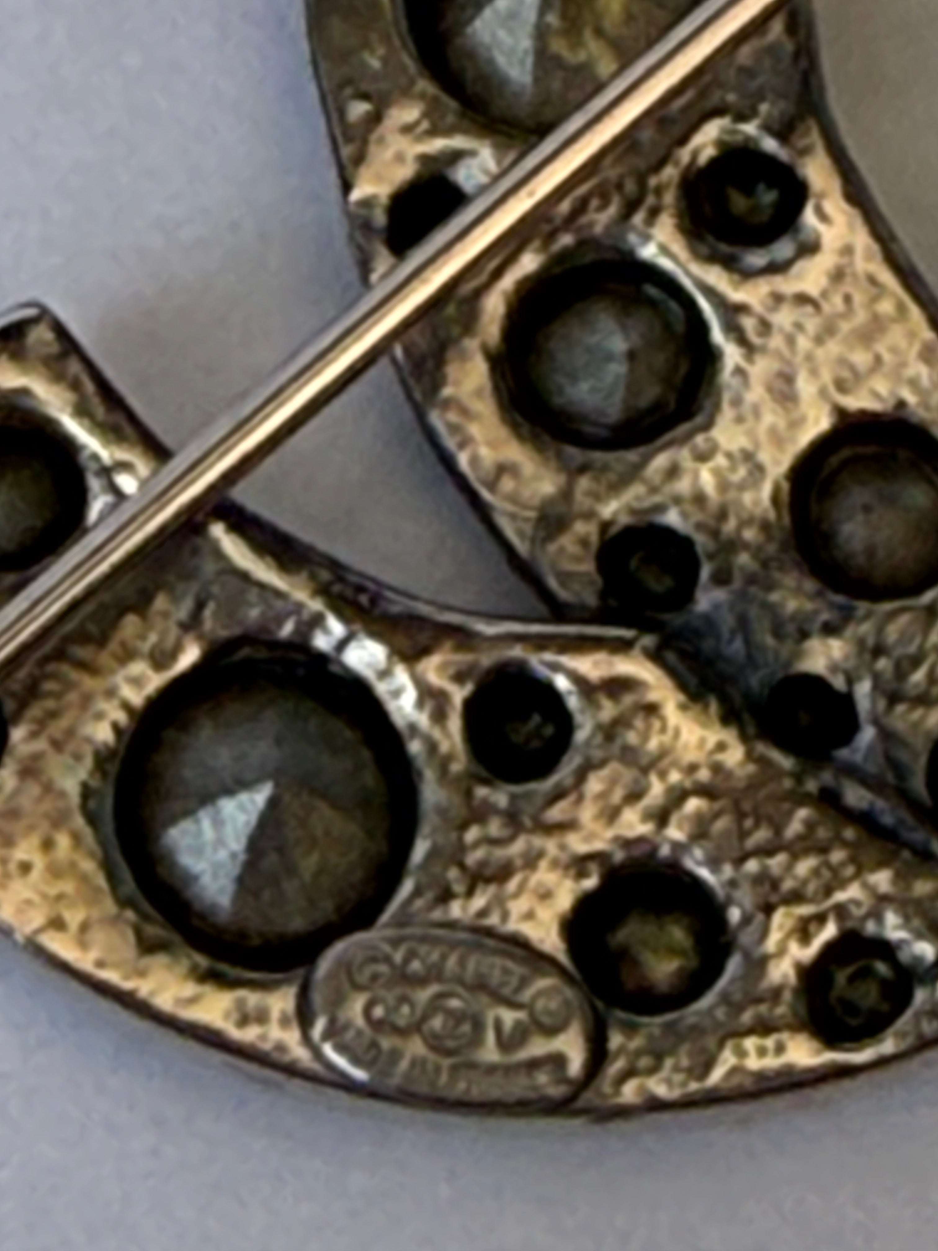 Chanel CC Crystal Embellishment Silver Tone Brooch