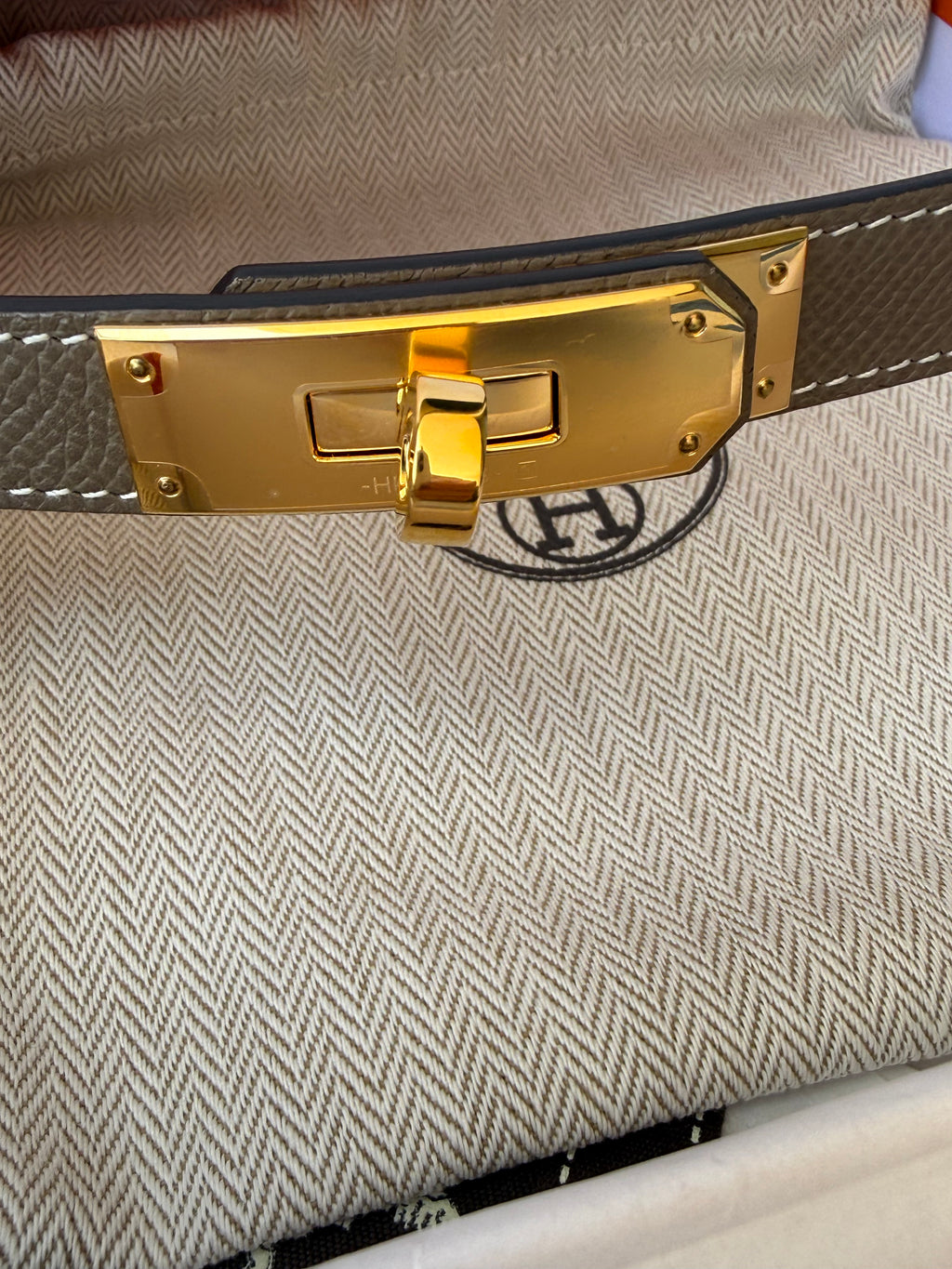 Hermès Kelly Belt in Etoupe & Gold Hardware