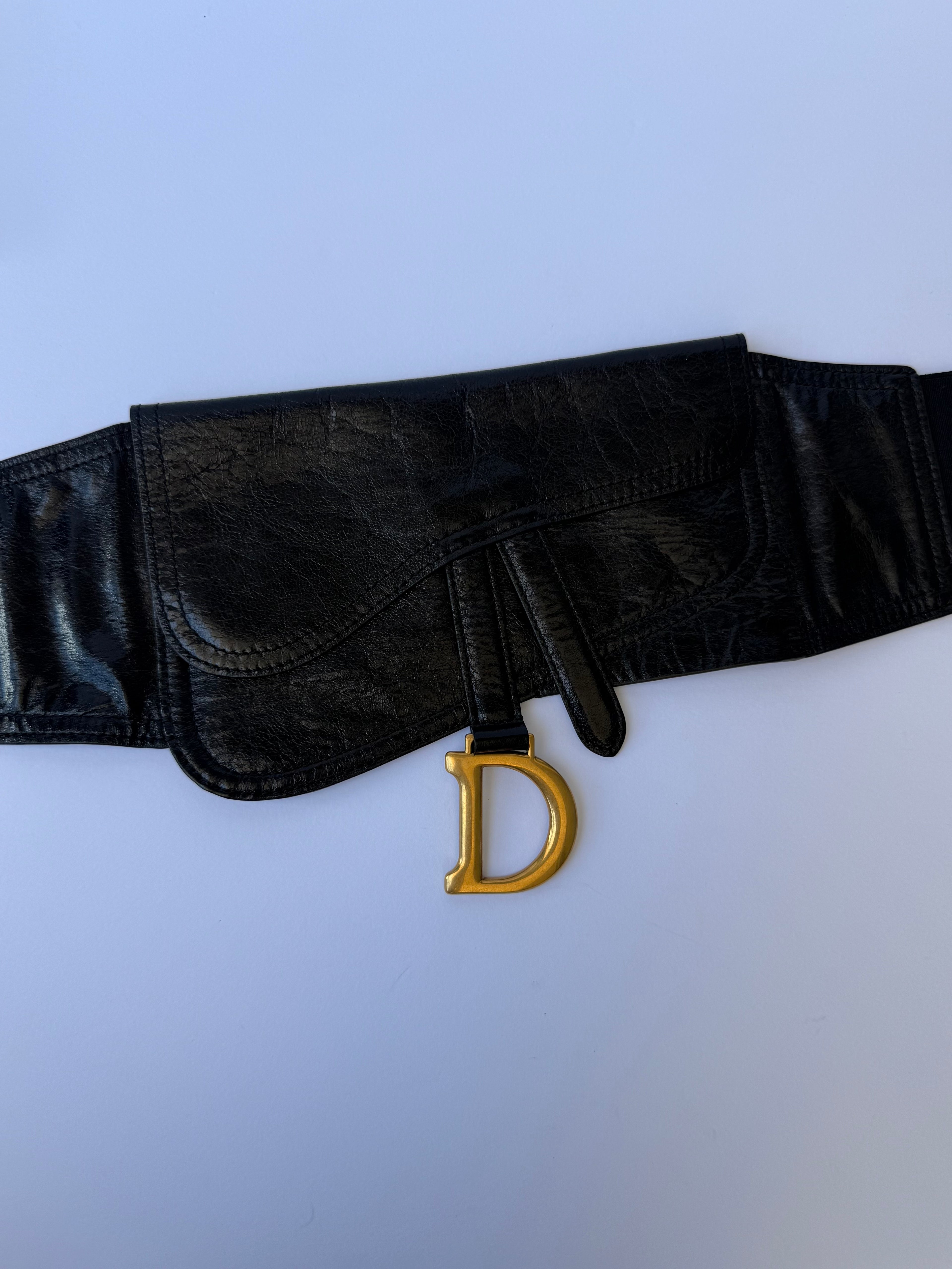 Christian Dior Calfskin Saddle Belt Bag in Black