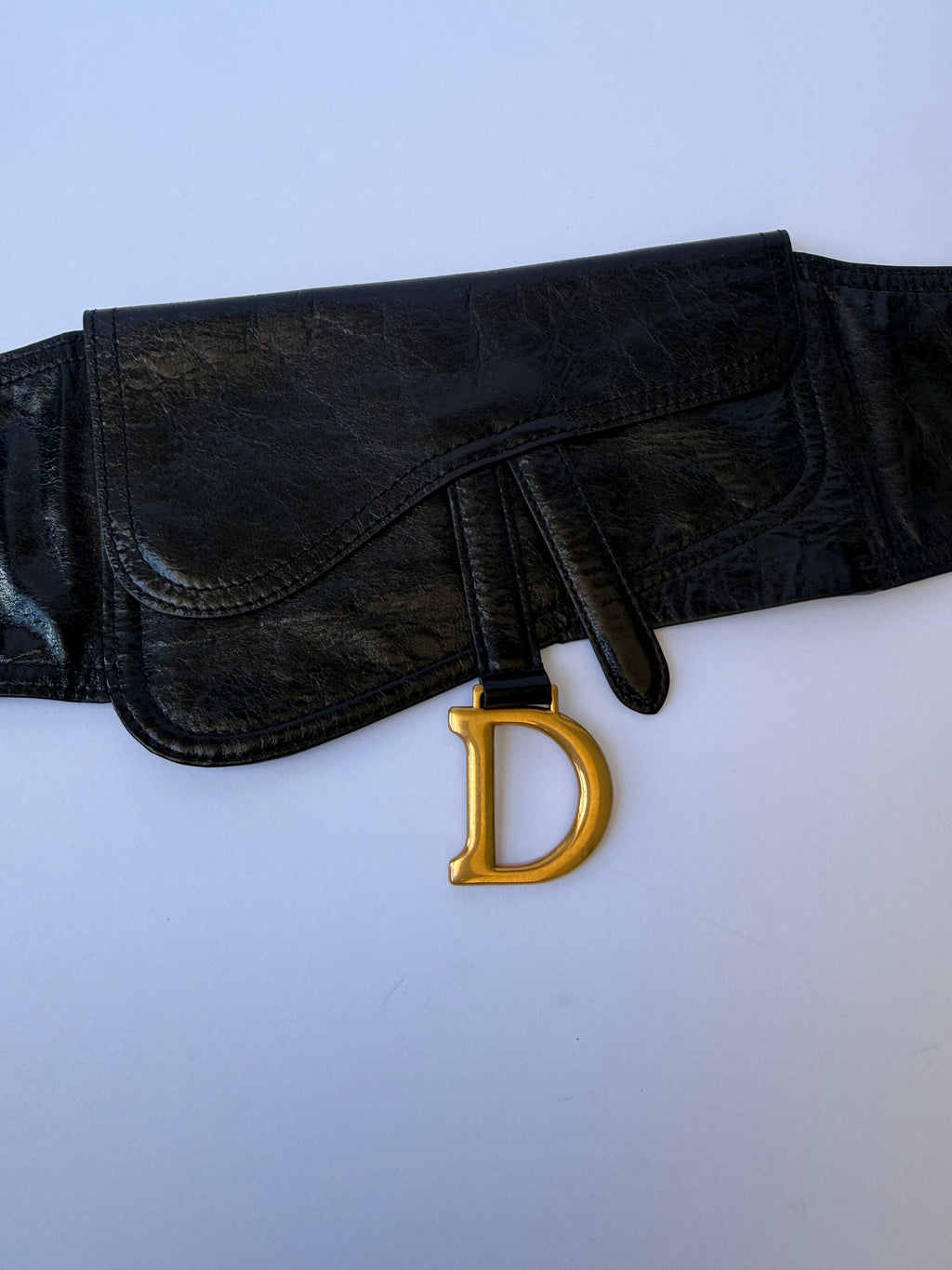Christian Dior Calfskin Saddle Belt Bag in Black