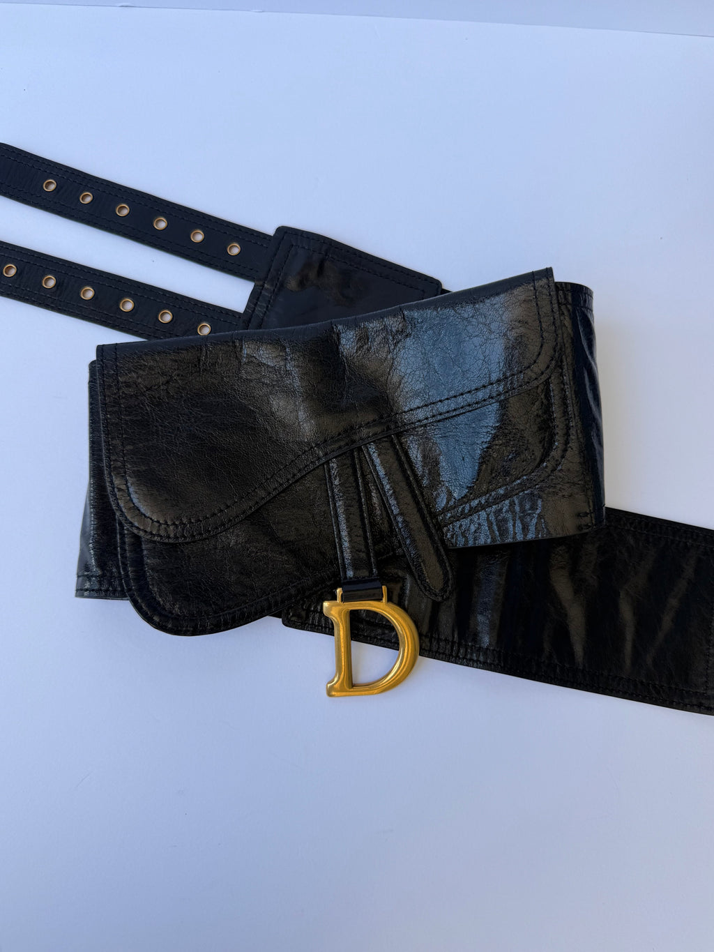 Christian Dior Calfskin Saddle Belt Bag in Black