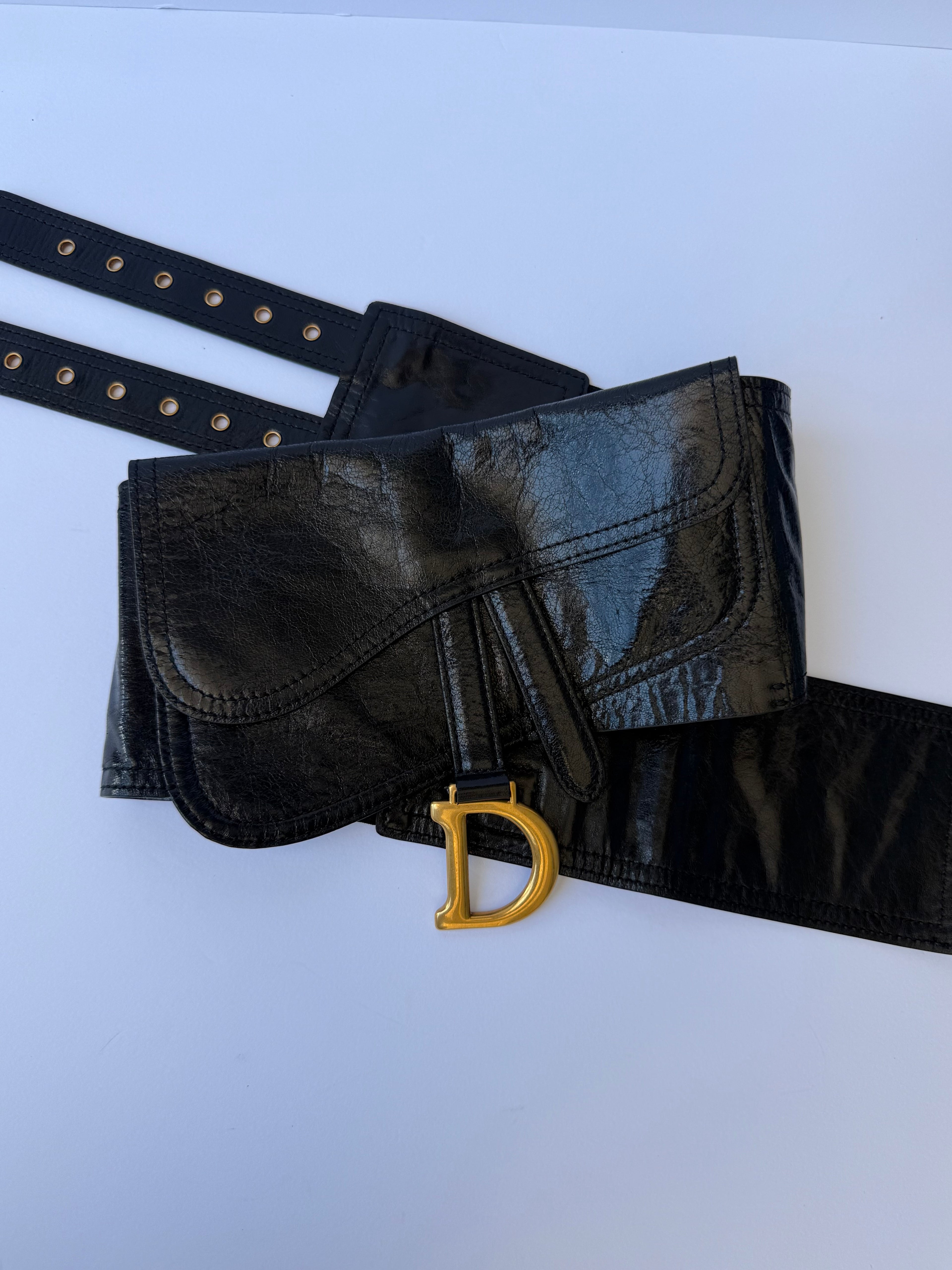 Christian Dior Calfskin Saddle Belt Bag in Black