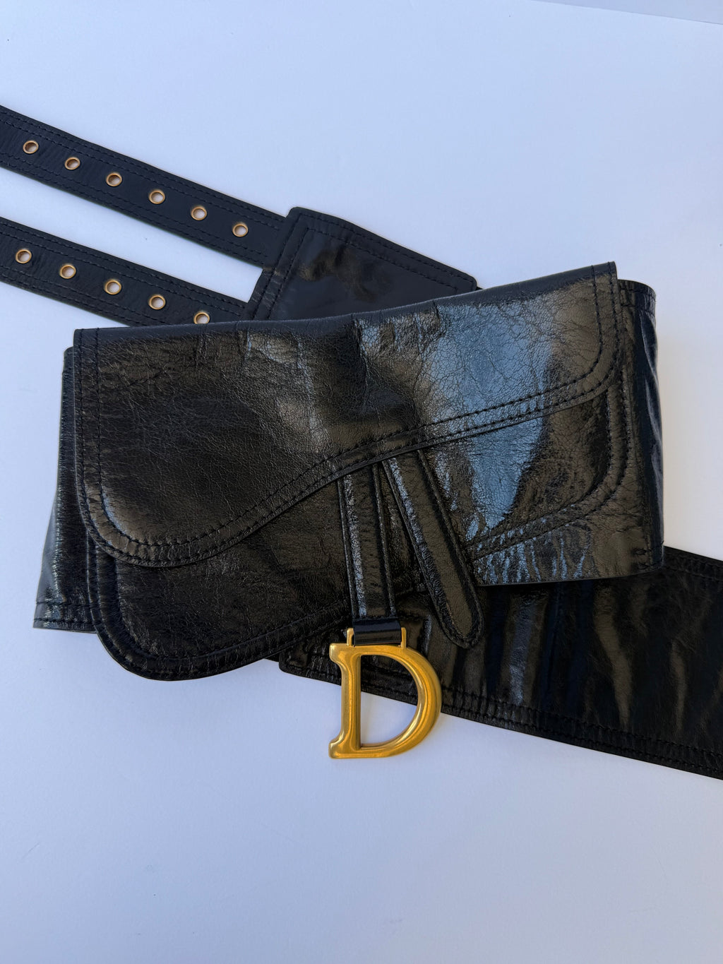 Christian Dior Calfskin Saddle Belt Bag in Black