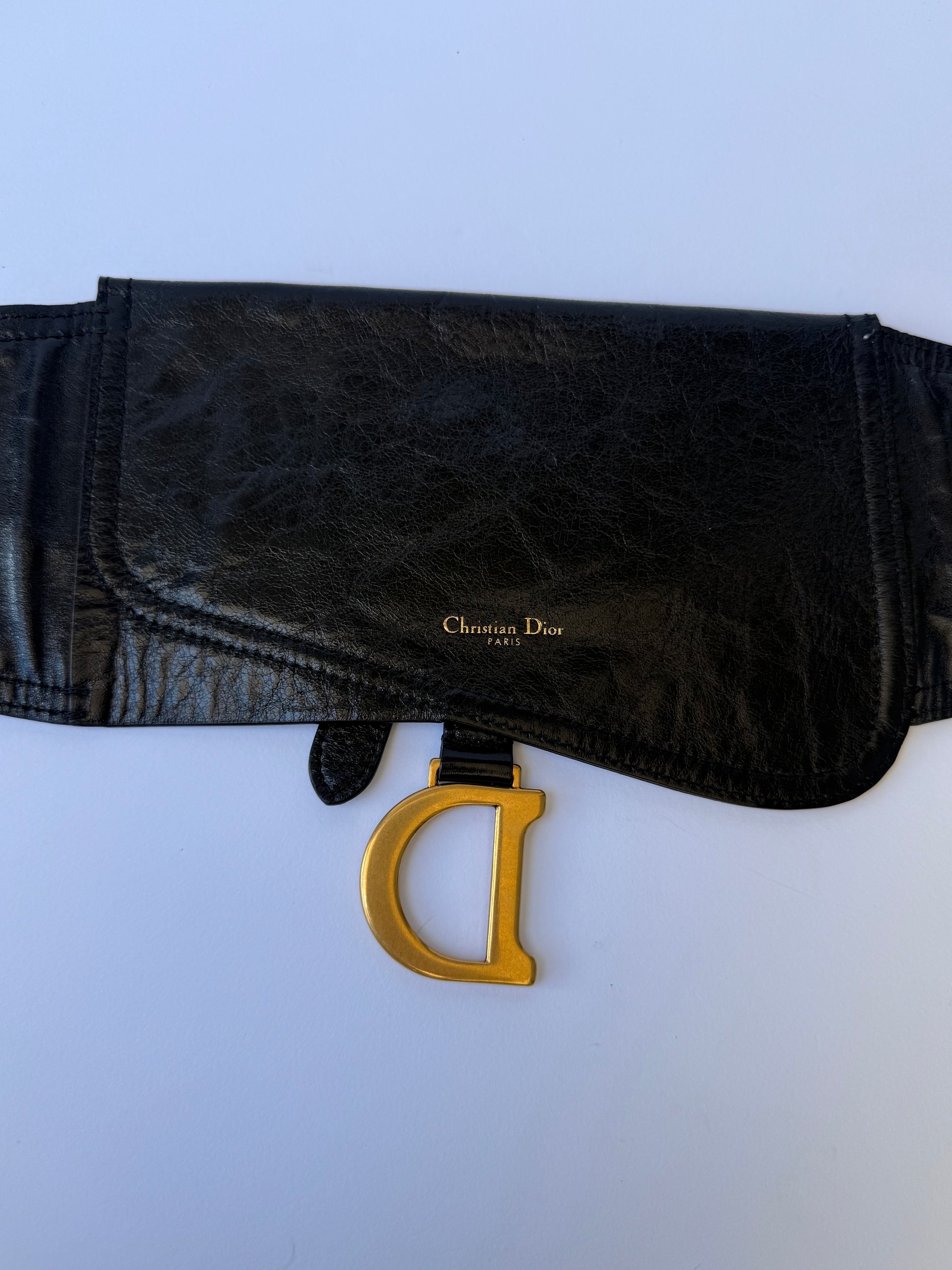 Christian Dior Calfskin Saddle Belt Bag in Black