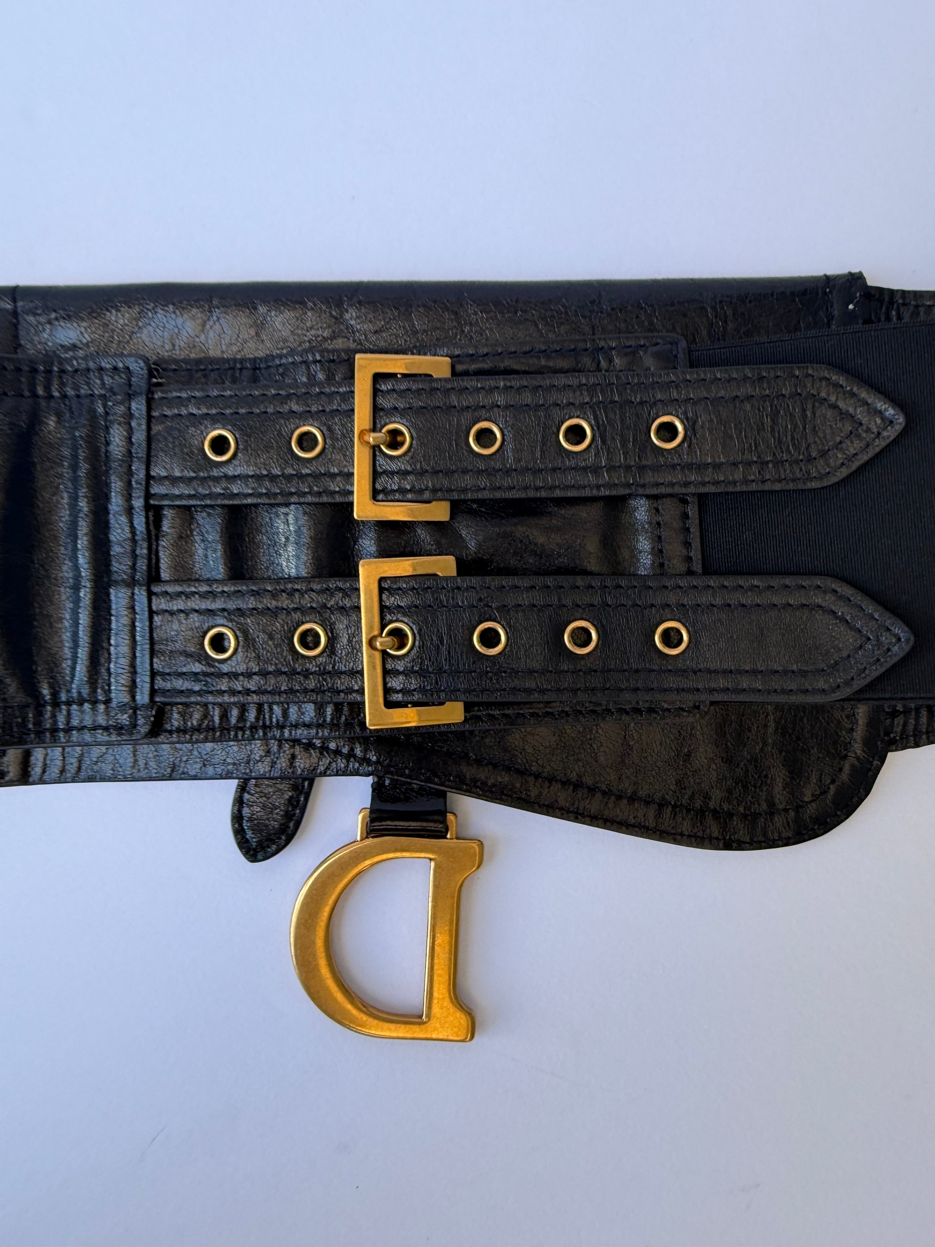 Christian Dior Calfskin Saddle Belt Bag in Black