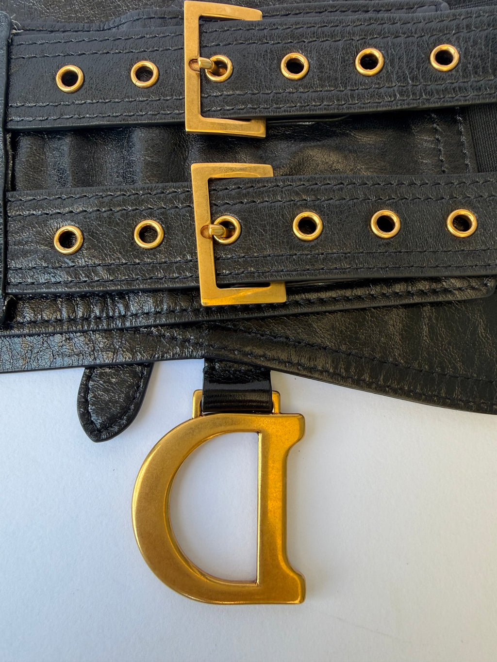 Christian Dior Calfskin Saddle Belt Bag in Black