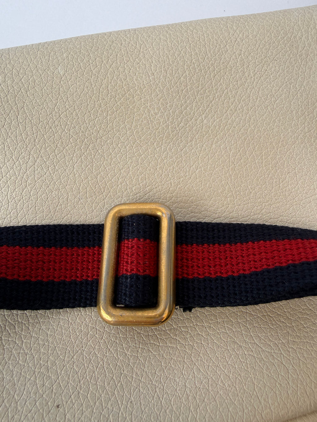 Gucci Grained Leather Logo Belt Bag in Cream