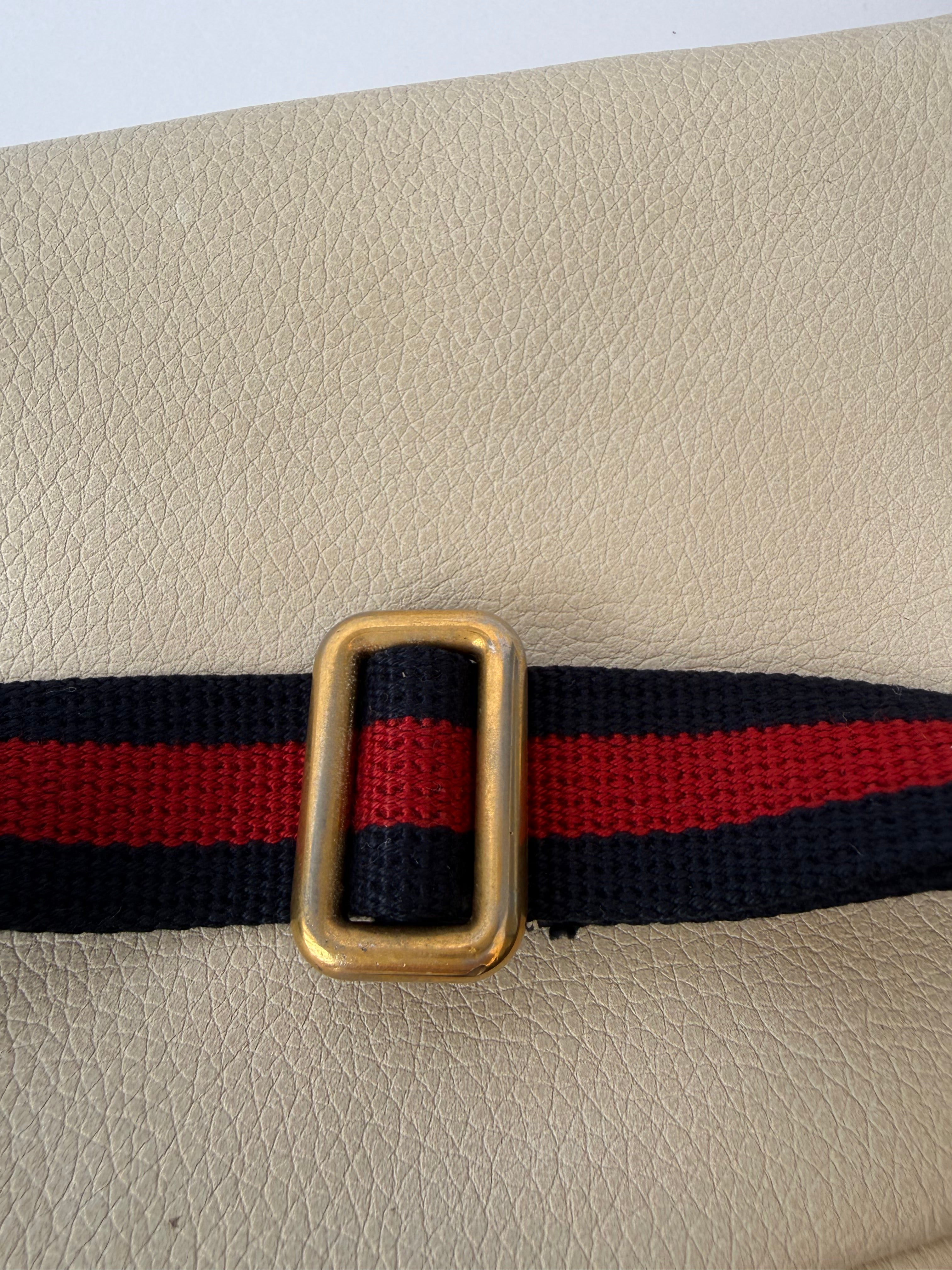 Gucci Grained Leather Logo Belt Bag in Cream