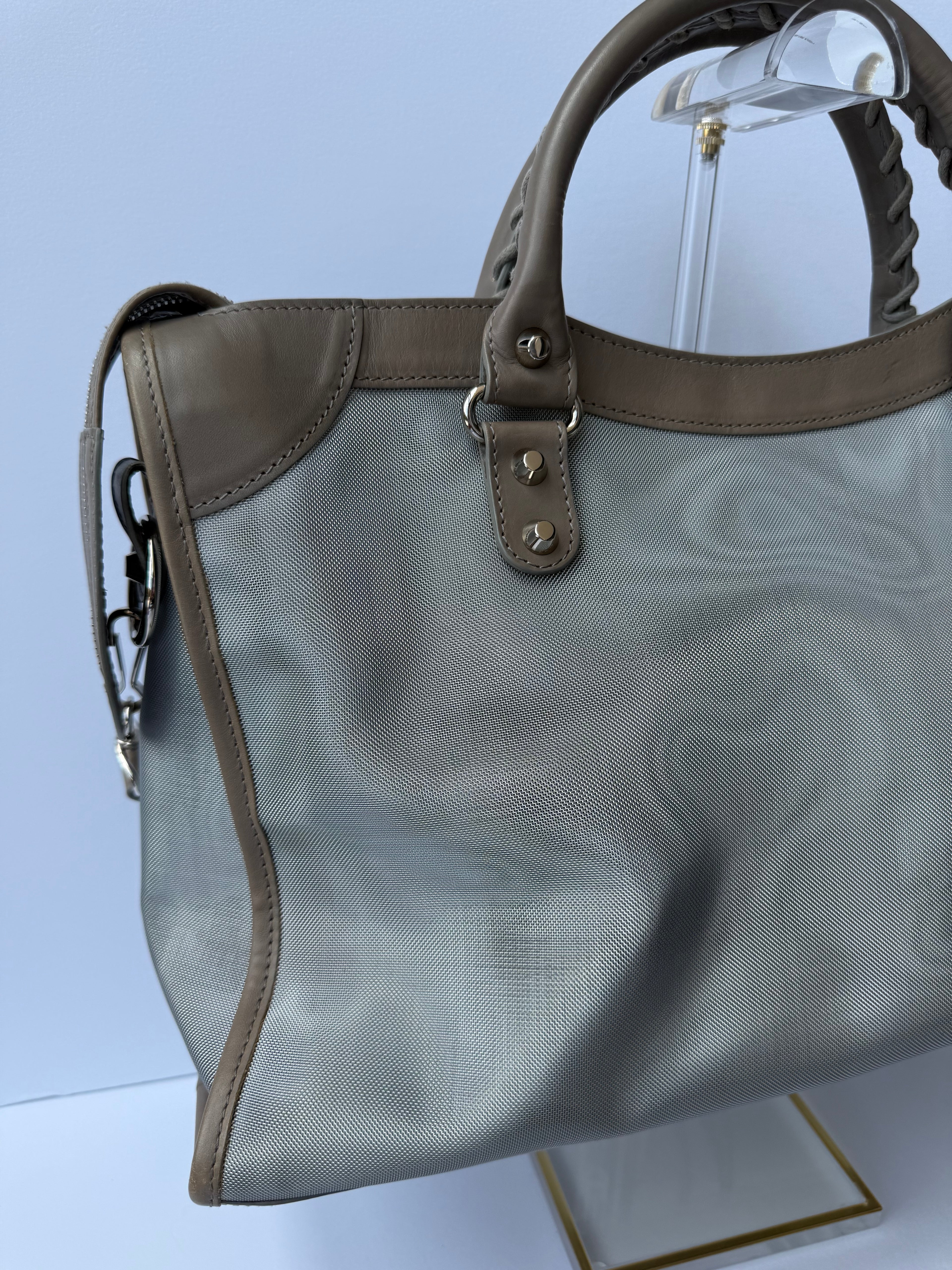 Balenciaga Structured Classic City Mesh Bag — Gray, Medium