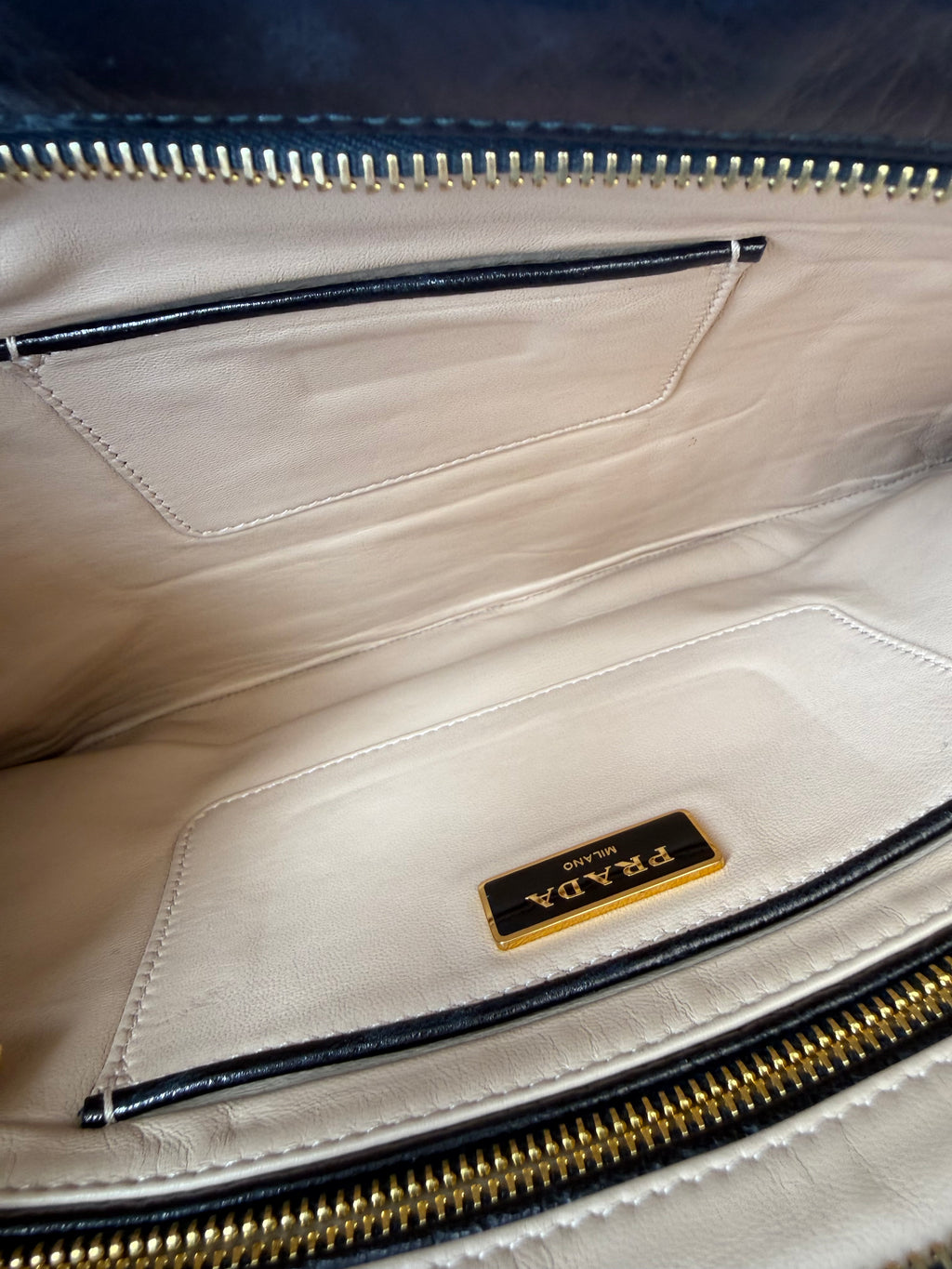 Prada Black Leather Clutch with Red Lip Appliqué