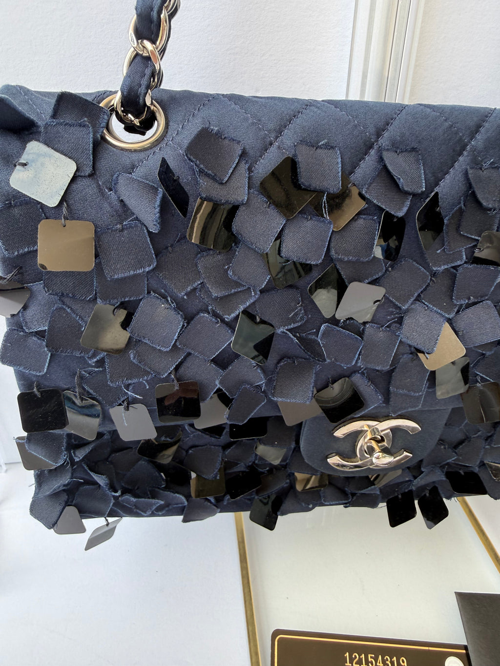Chanel 12 Series Medium Paillettes Double Flap Bag in Navy