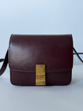 Céline Box Calfskin Mini Classic Box Flap Bag in Burgundy