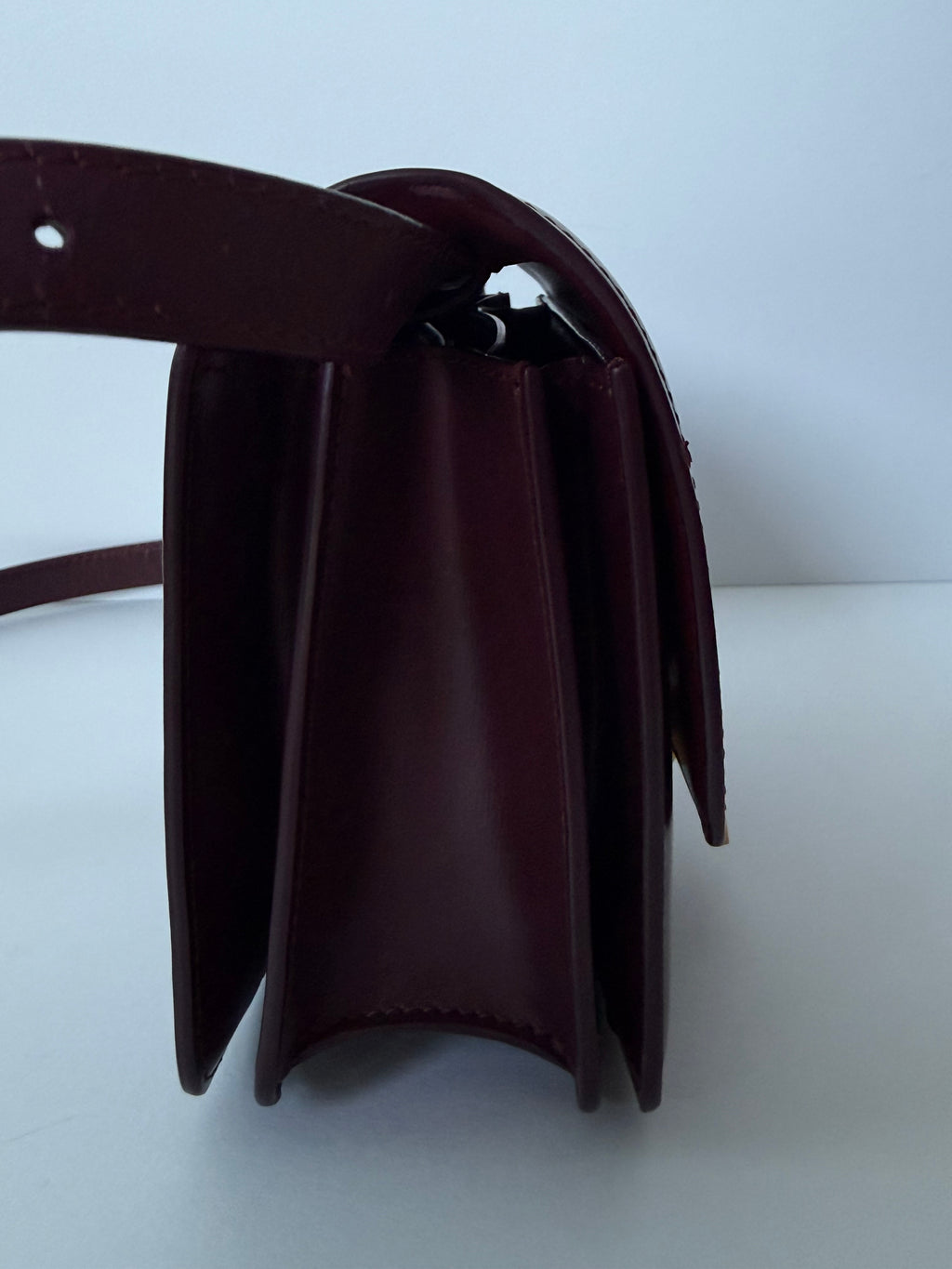 Céline Box Calfskin Mini Classic Box Flap Bag in Burgundy