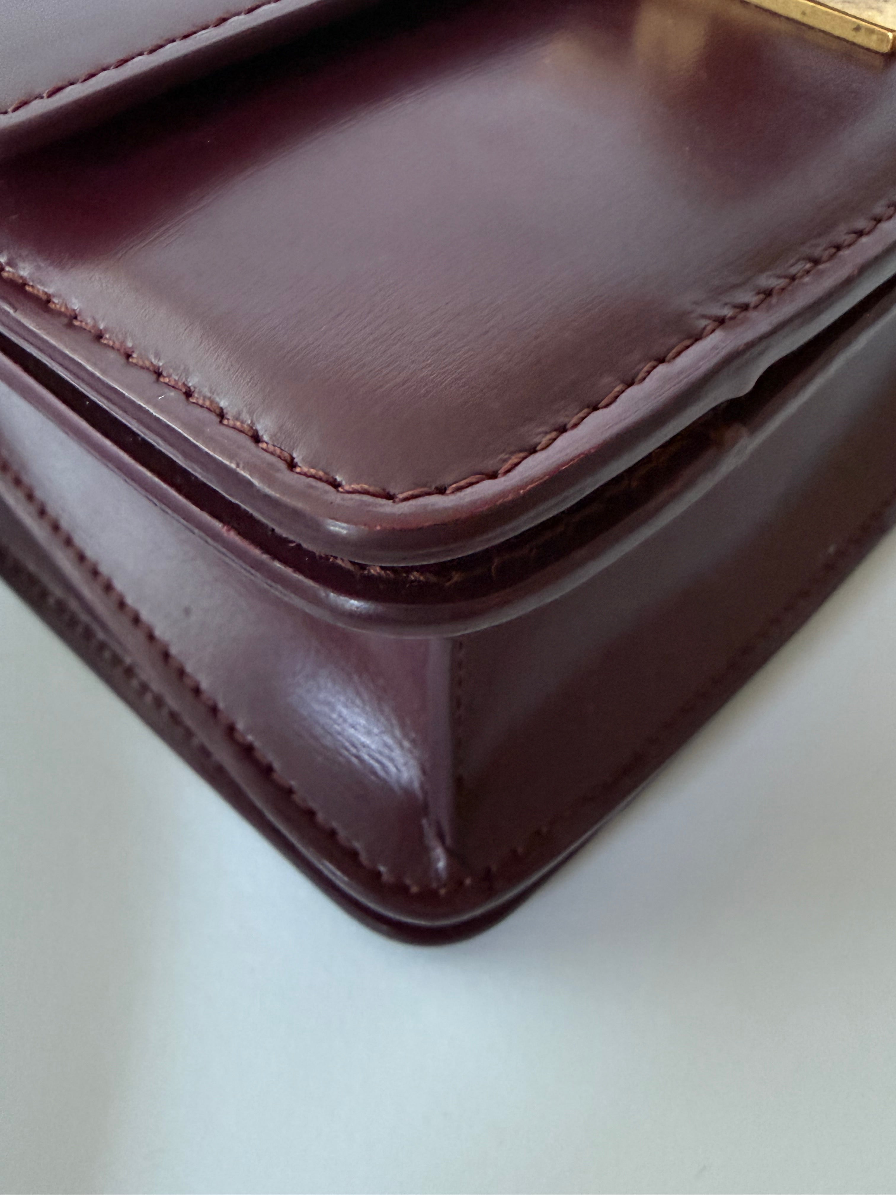 Céline Box Calfskin Mini Classic Box Flap Bag in Burgundy