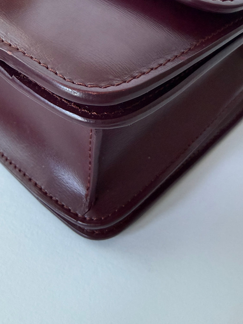 Céline Box Calfskin Mini Classic Box Flap Bag in Burgundy