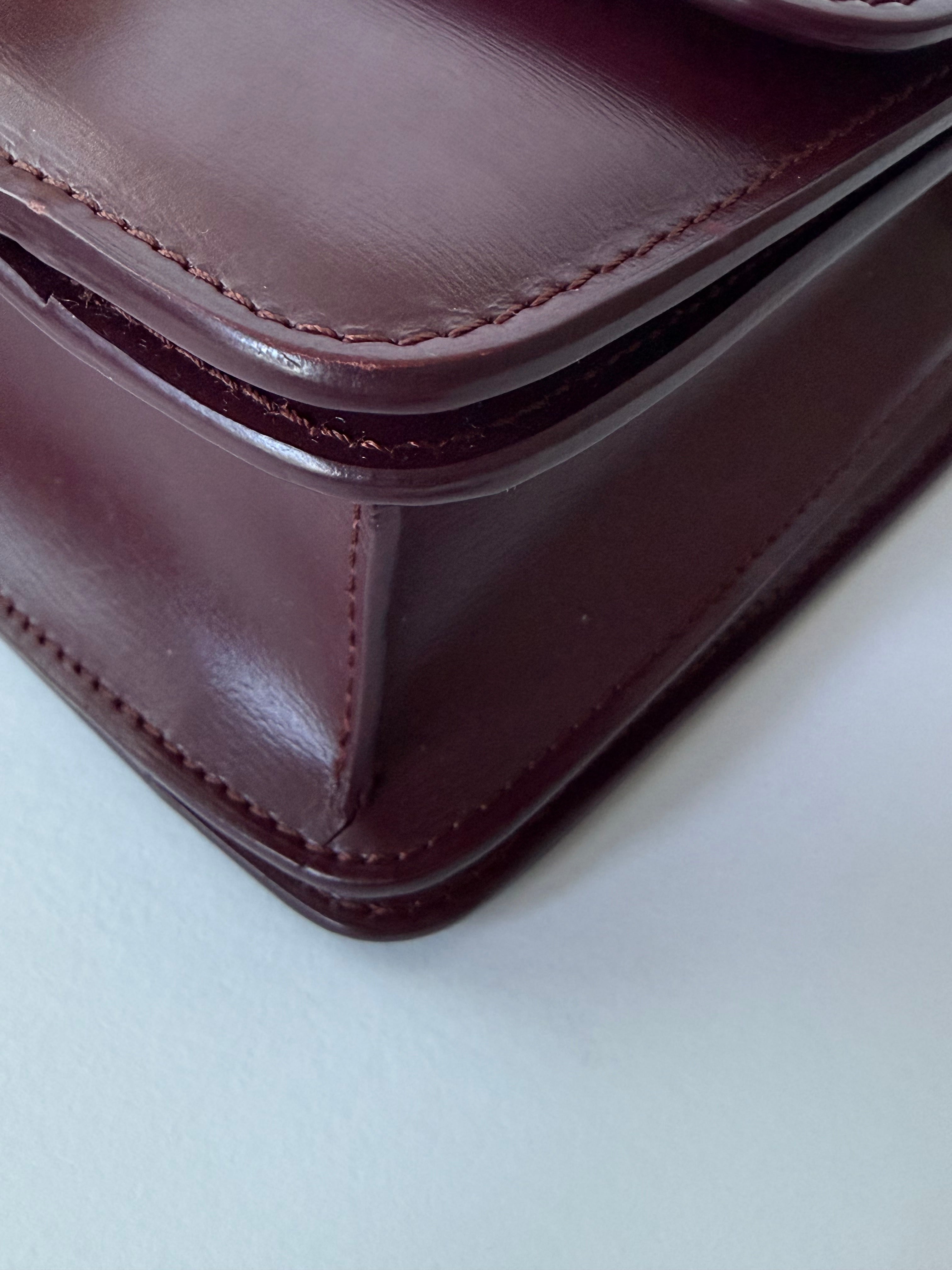 Céline Box Calfskin Mini Classic Box Flap Bag in Burgundy