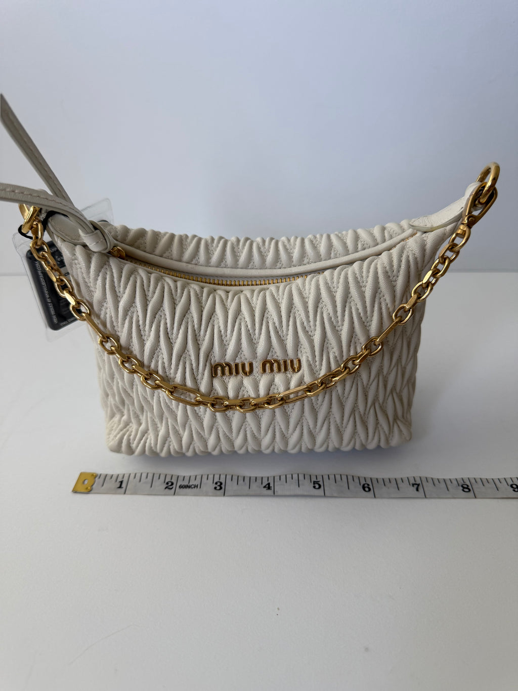 Miu Miu Wander Matelassé Mini Bag — Winter White