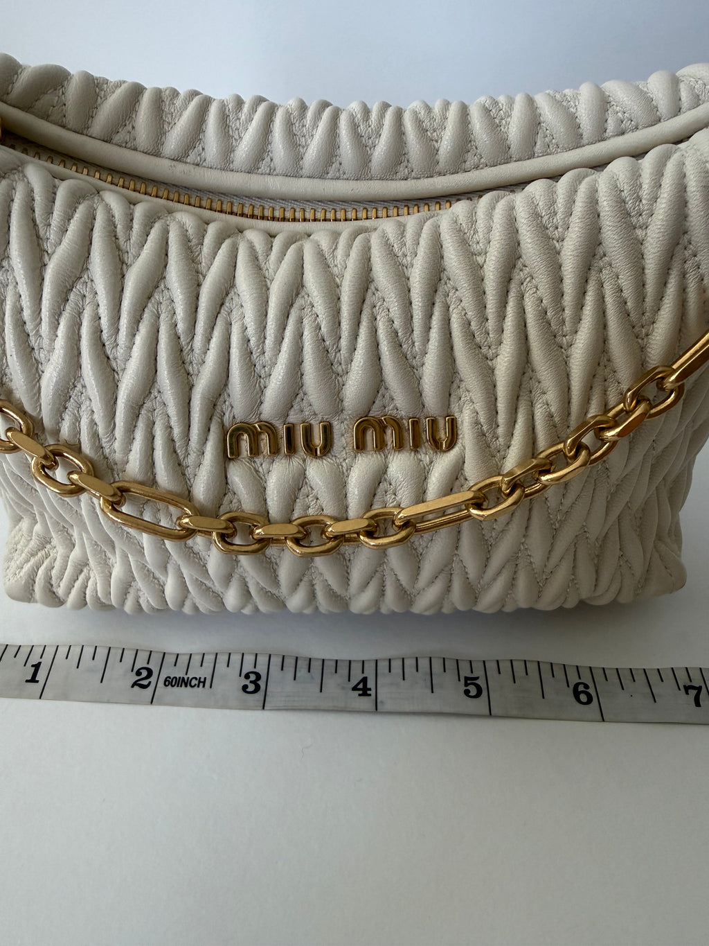 Miu Miu Wander Matelassé Mini Bag — Winter White