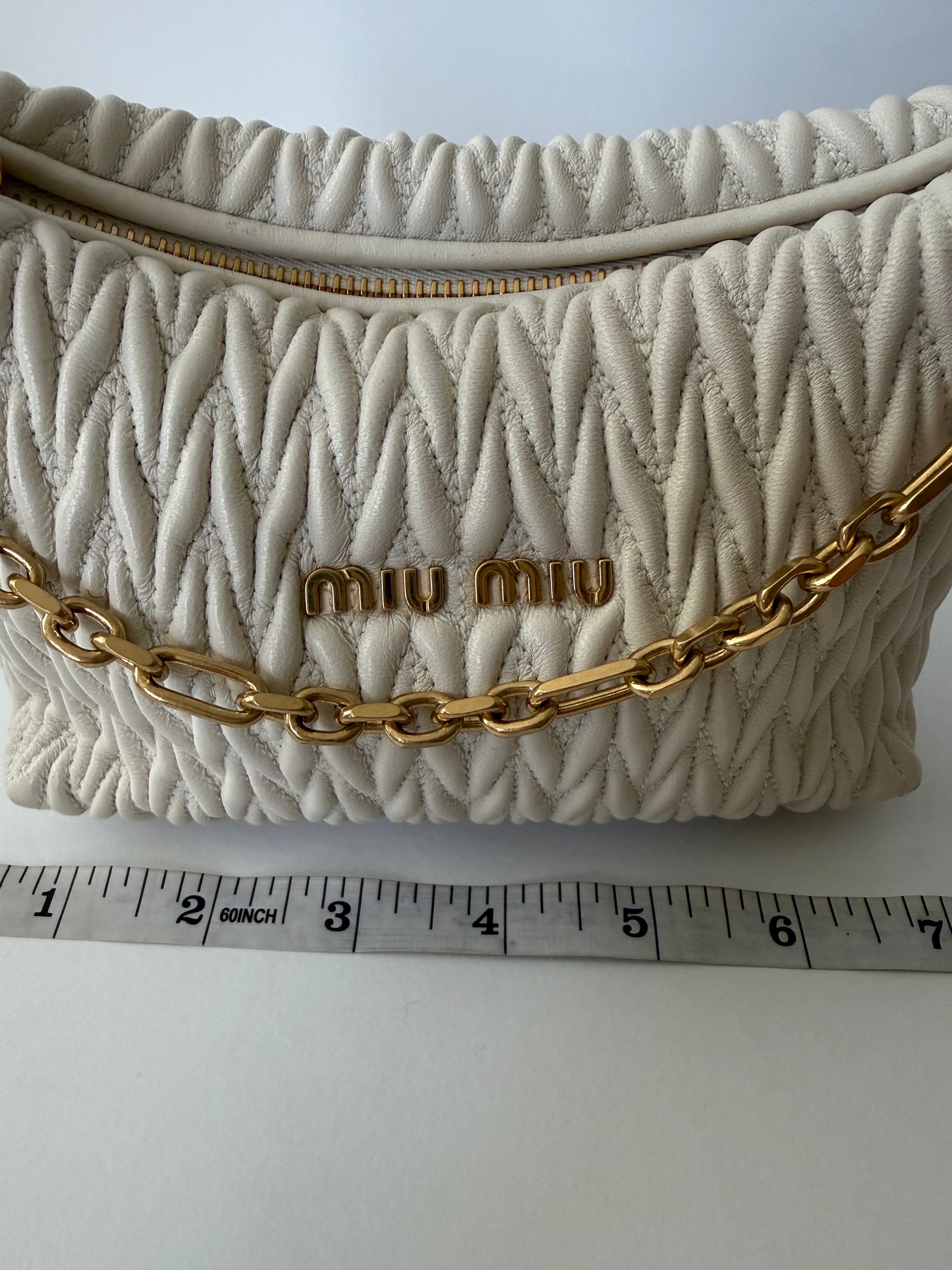 Miu Miu Wander Matelassé Mini Bag — Winter White