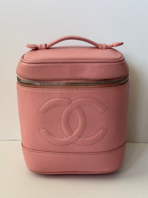 Chanel Vintage Timeless Vanity Case in Pink Caviar Leather