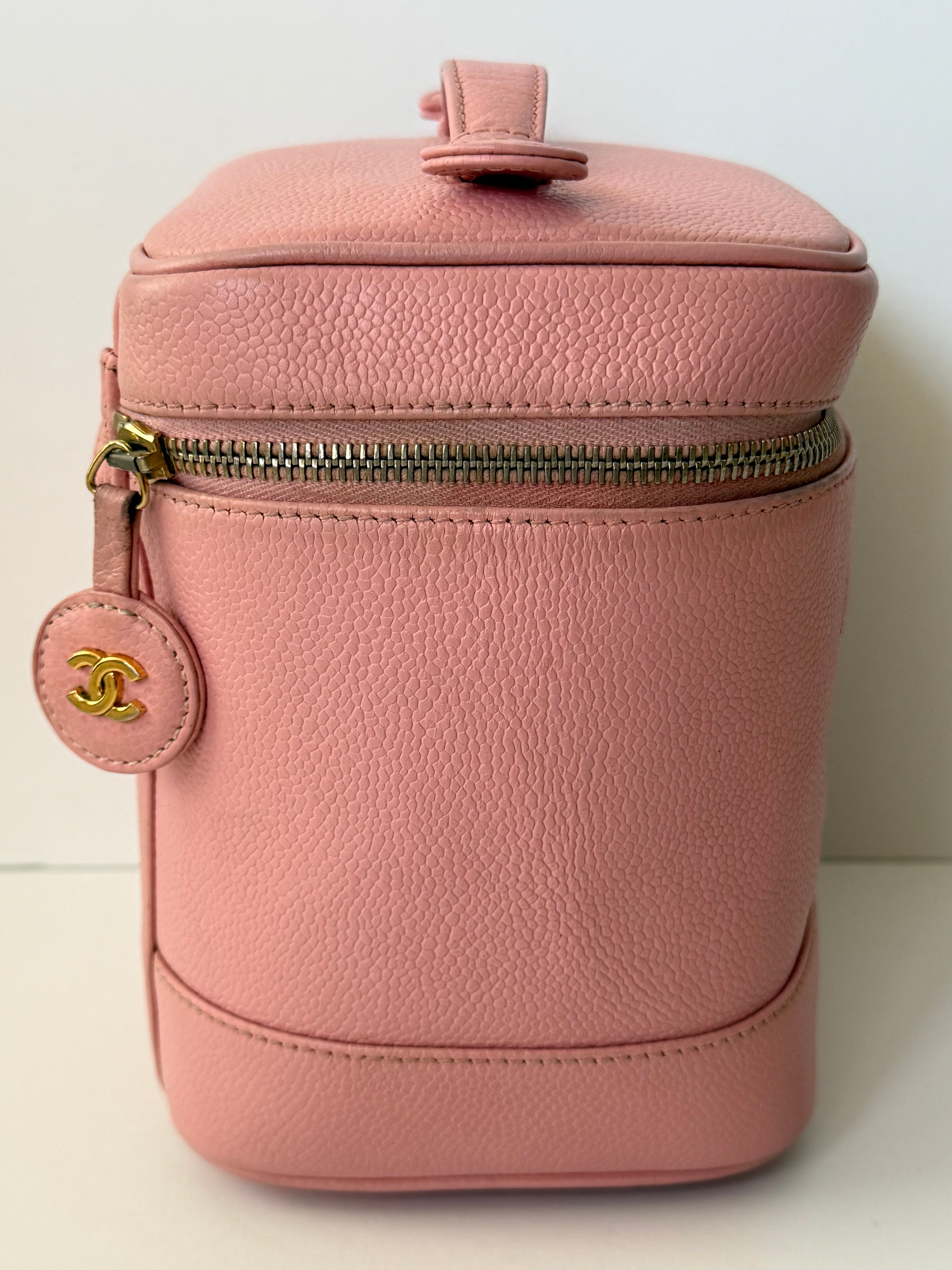 Chanel Vintage Timeless Vanity Case in Pink Caviar Leather