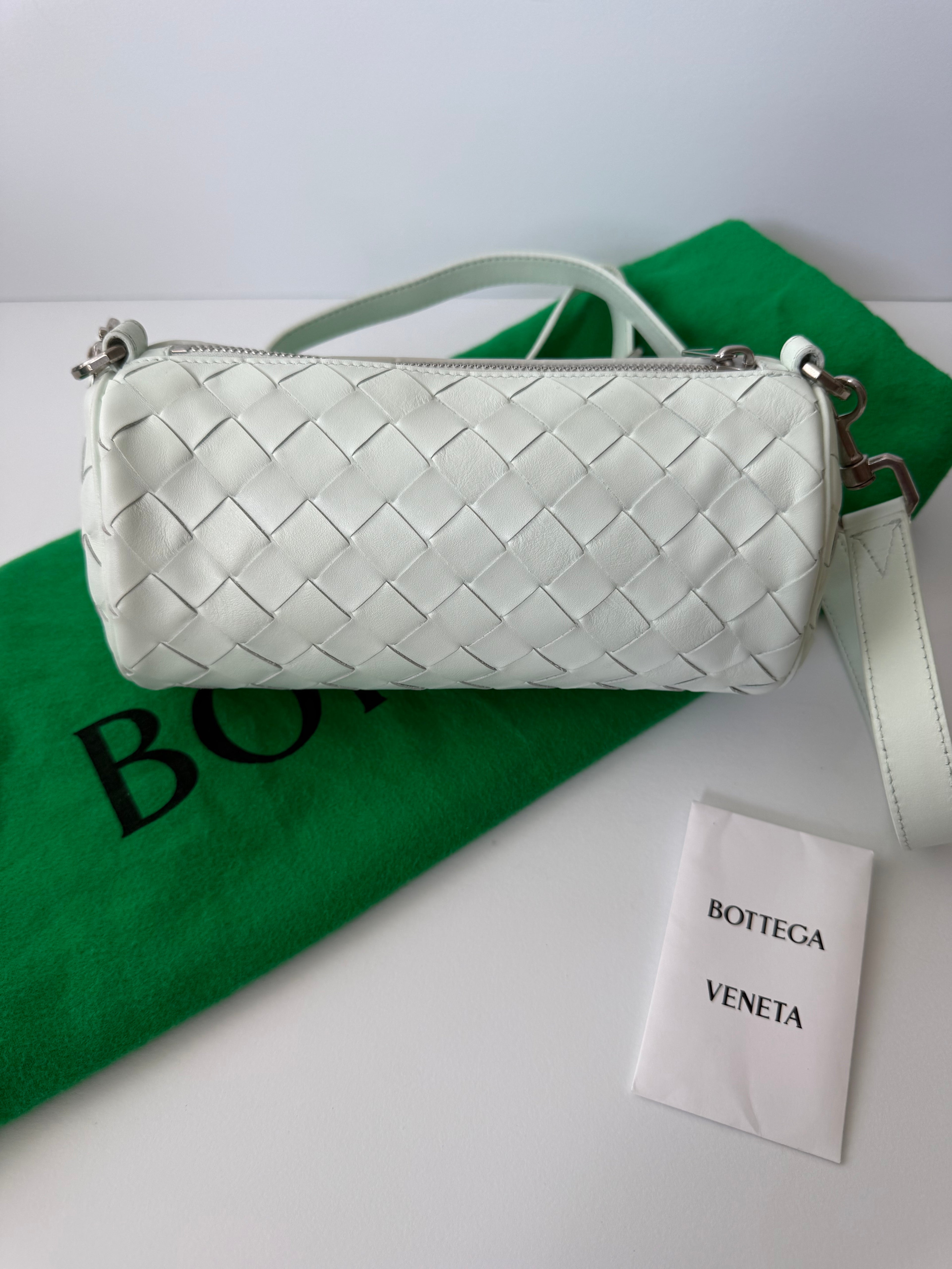 Bottega Veneta Intrecciato Barrel Bag in Glacier