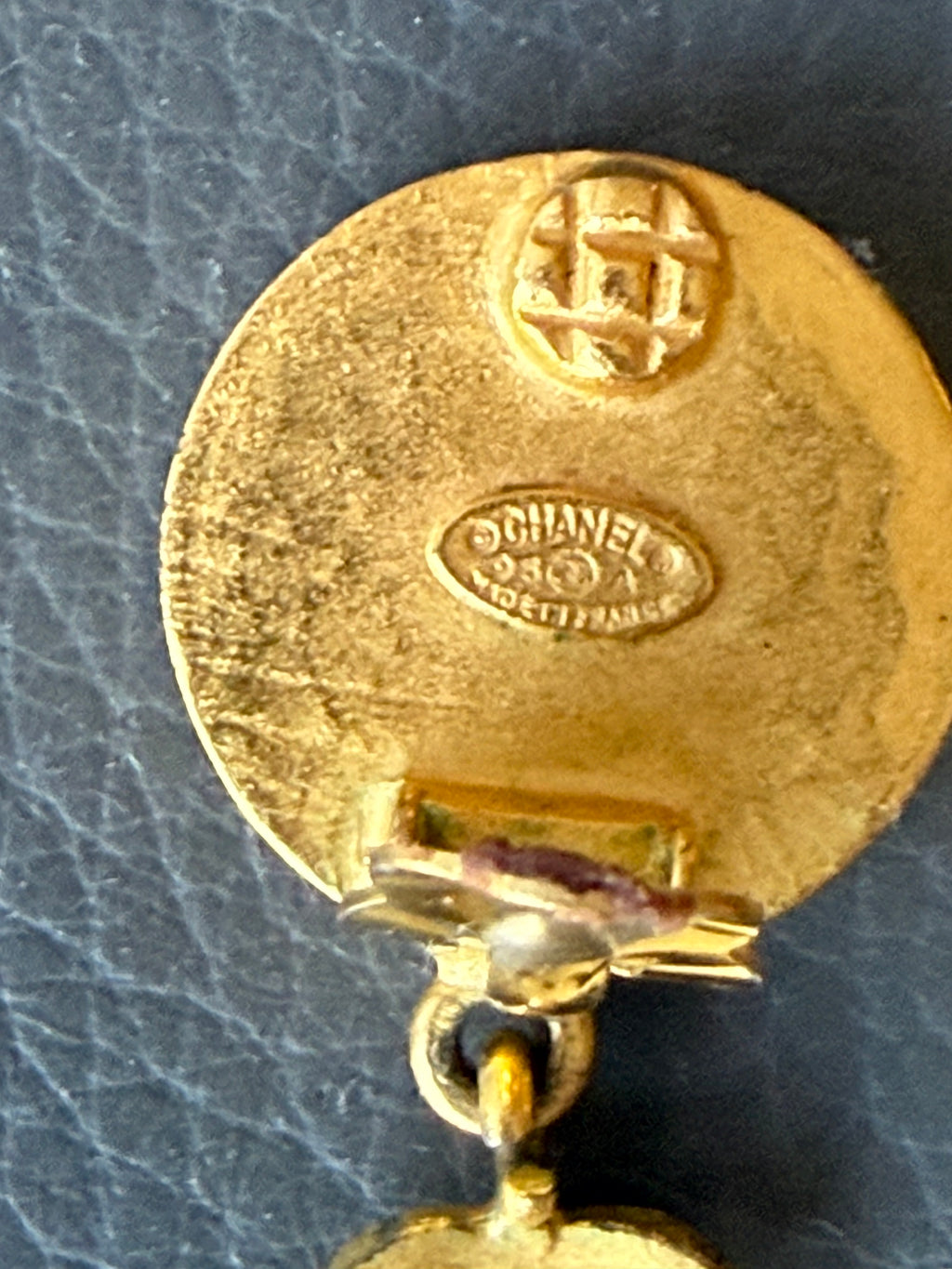 Vintage Chanel Gold Plated Mother of Pearl CC Dangle Clip-On Earrings — 95A