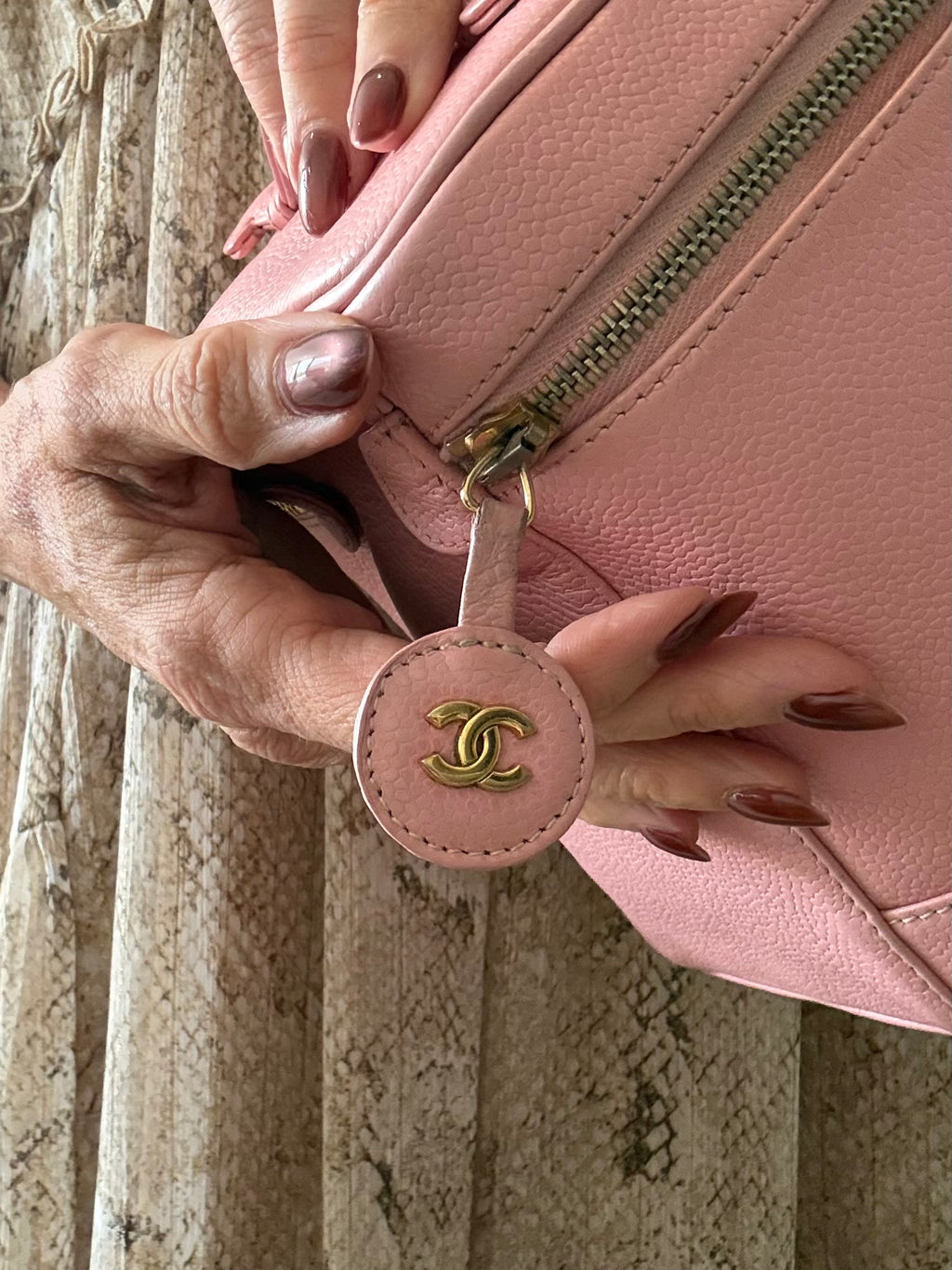 Chanel Vintage Timeless Vanity Case in Pink Caviar Leather