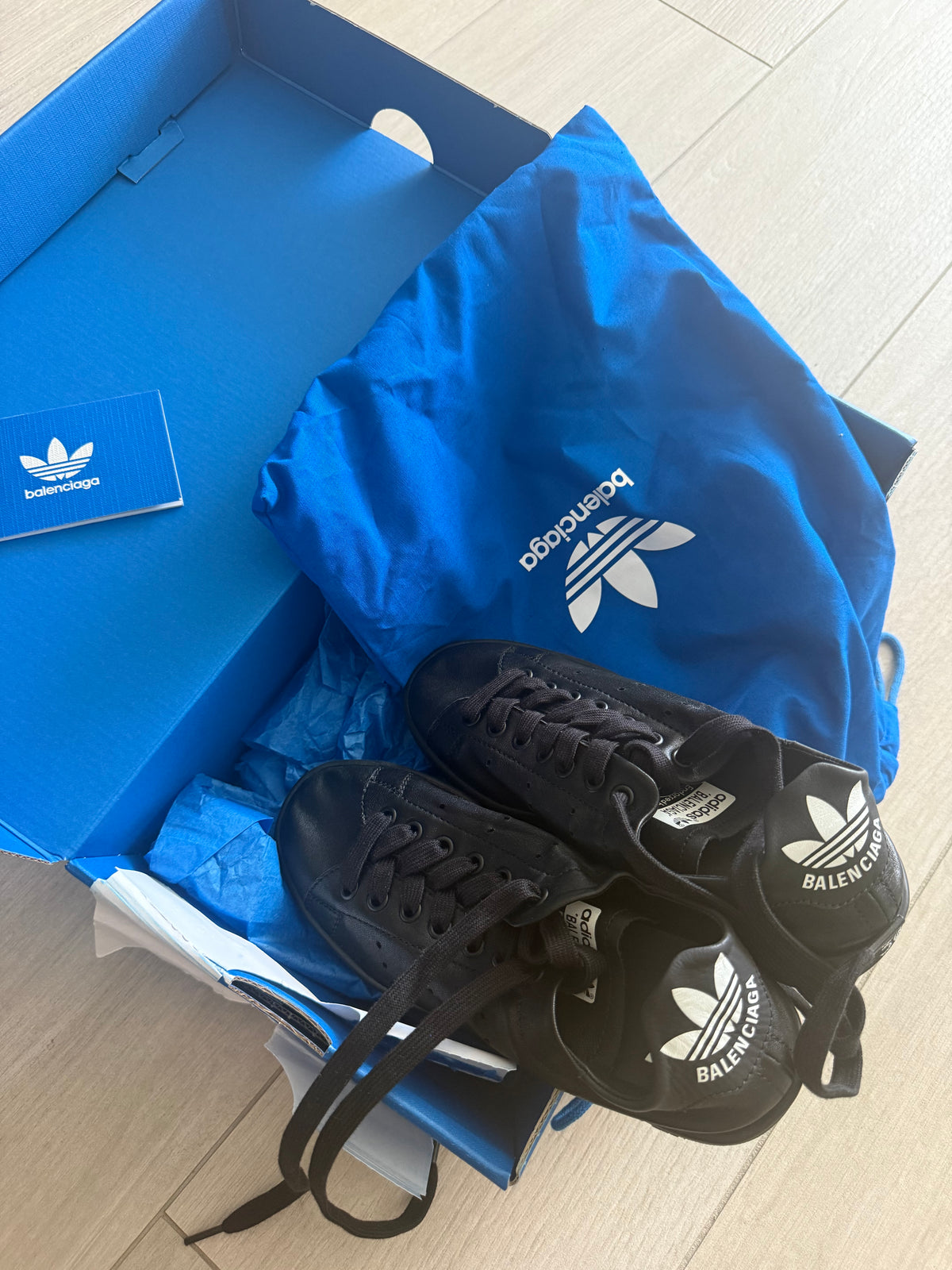 Adidas x Balenciaga Stan Smith Black Leather Sneakers – EU 36