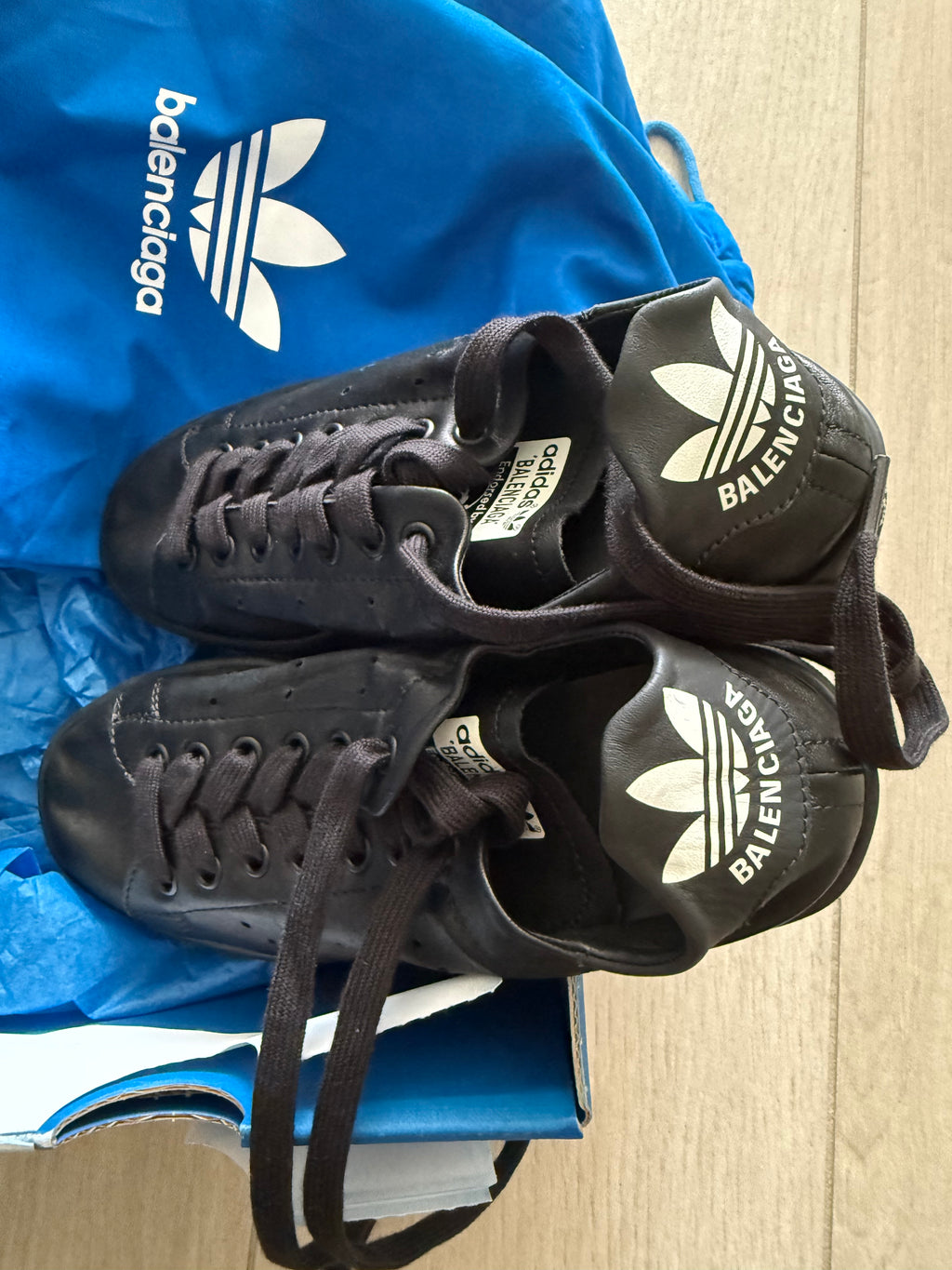 Adidas x Balenciaga Stan Smith Black Leather Sneakers – EU 36