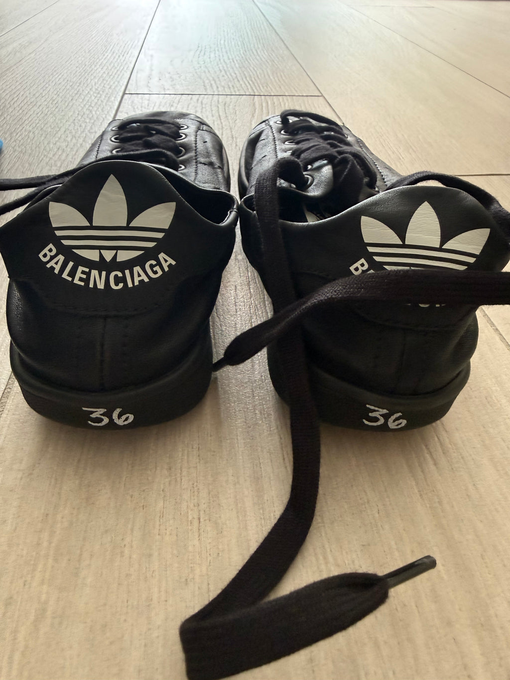 Adidas x Balenciaga Stan Smith Black Leather Sneakers – EU 36